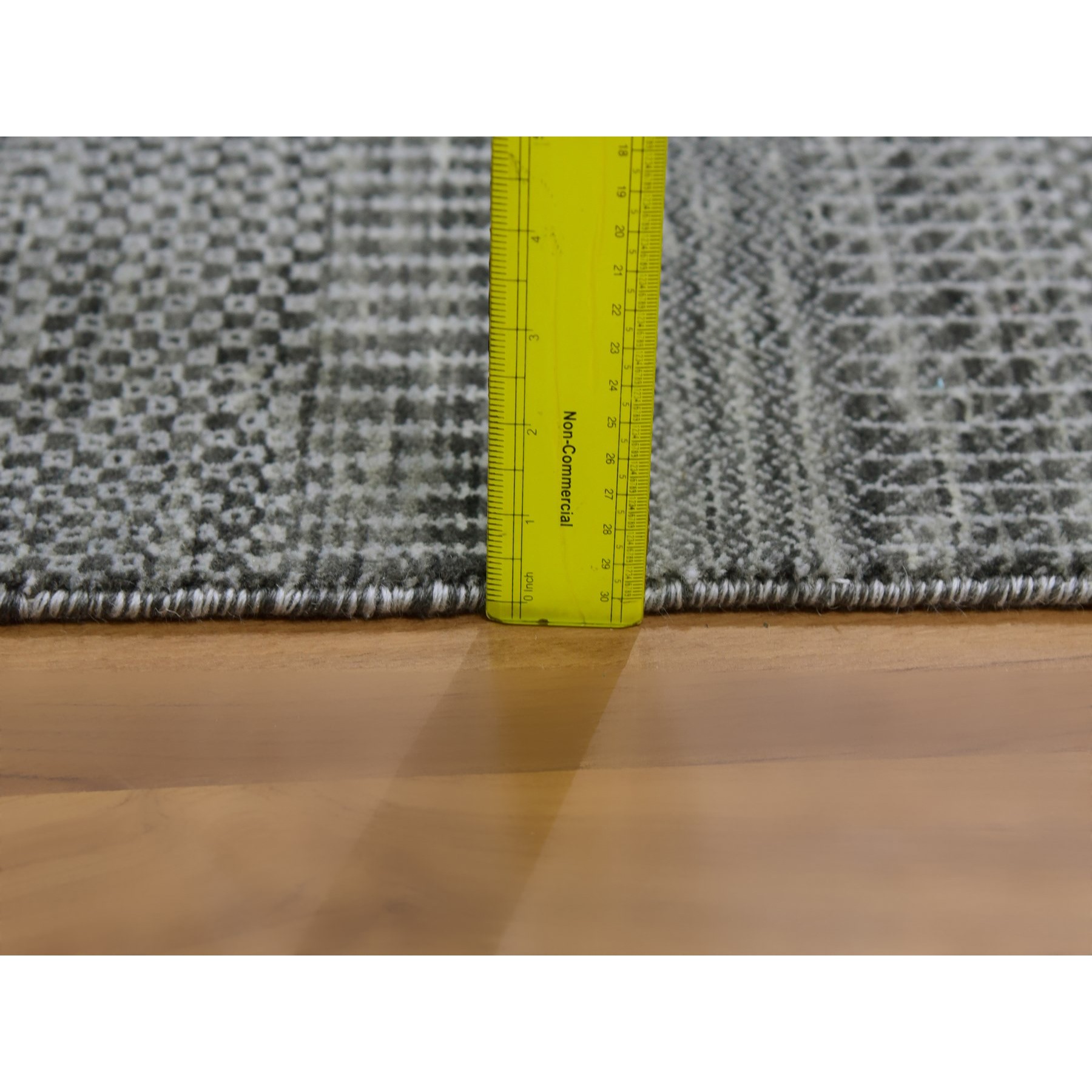 2'1"x3'1" Echo Gray, Tone on Tone, Hand Knotted, Pure Dyed Wool, Grass Design Mat Oriental Rug Sh79634