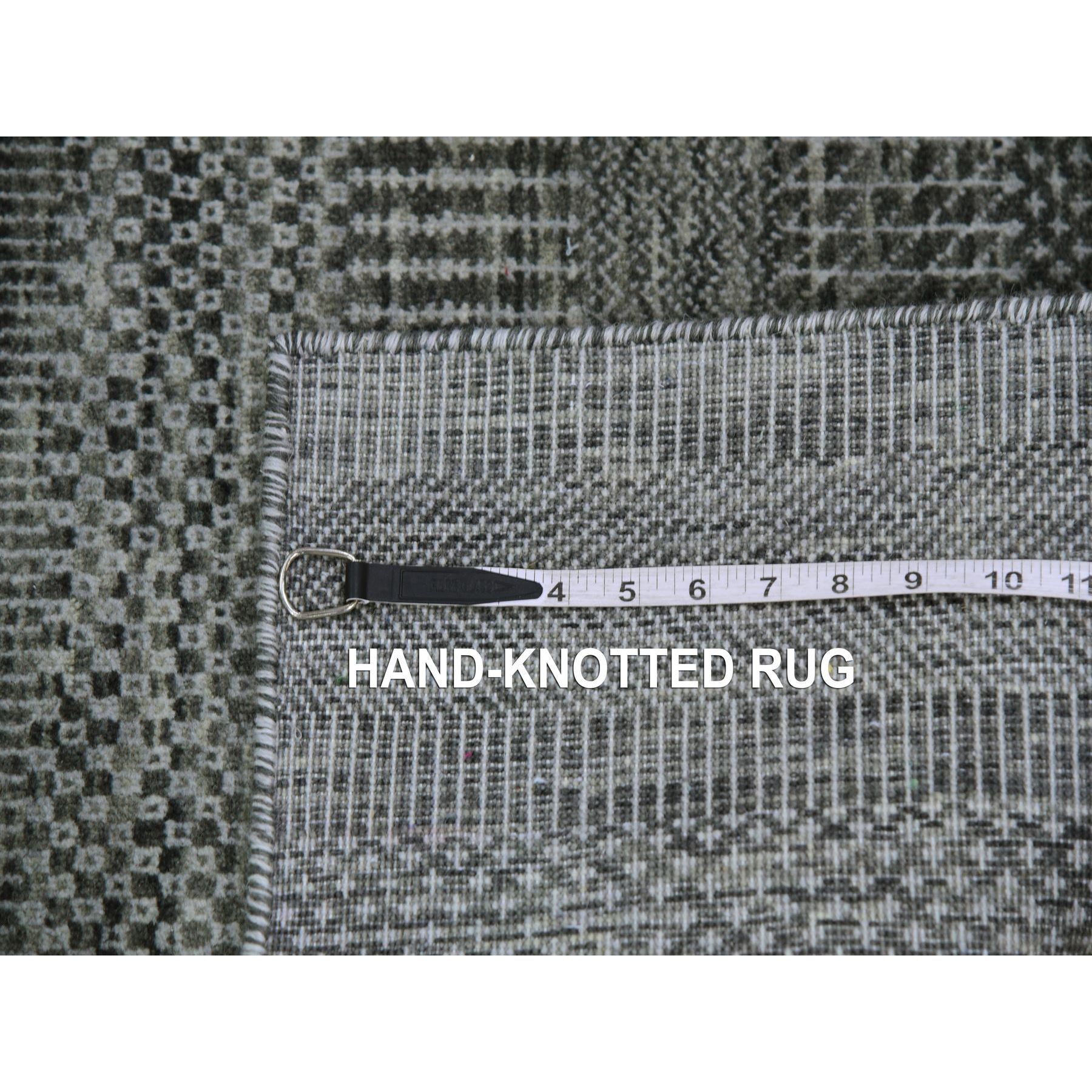 2'1"x3'1" Echo Gray, Tone on Tone, Hand Knotted, Pure Dyed Wool, Grass Design Mat Oriental Rug Sh79634