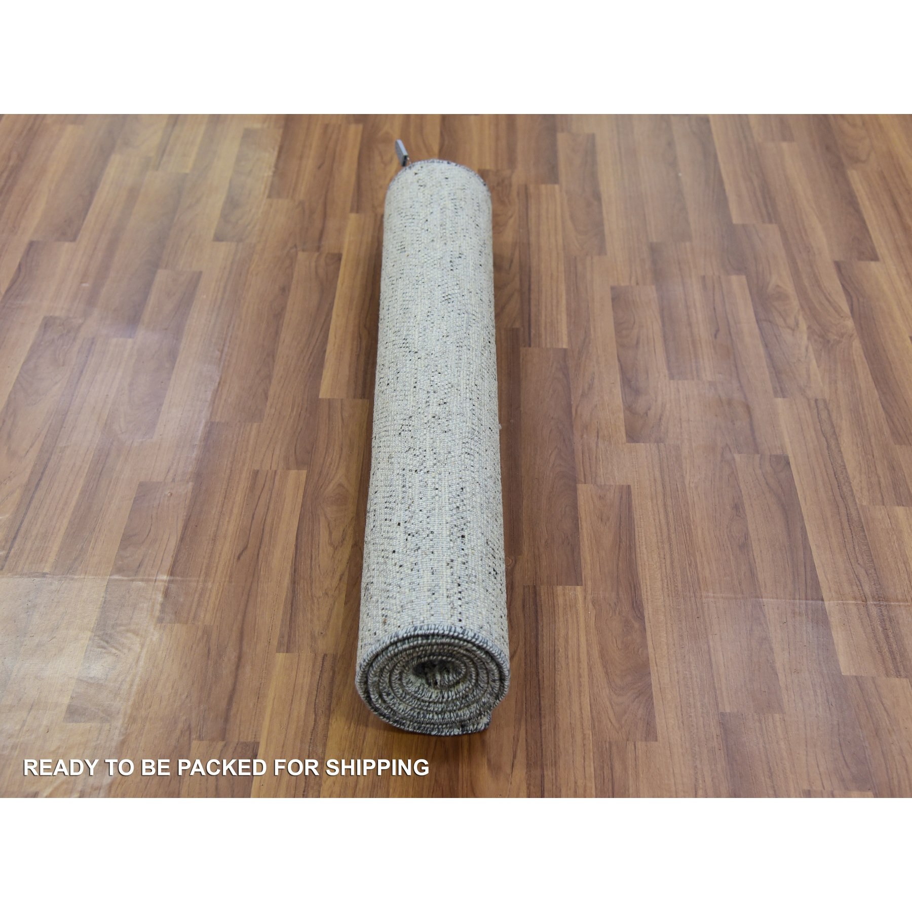 3'x5'6" 100% Undyed Wool, Modern Hand Knotted Grass Design, Tone on Tone, Oriental Rug Sh79747