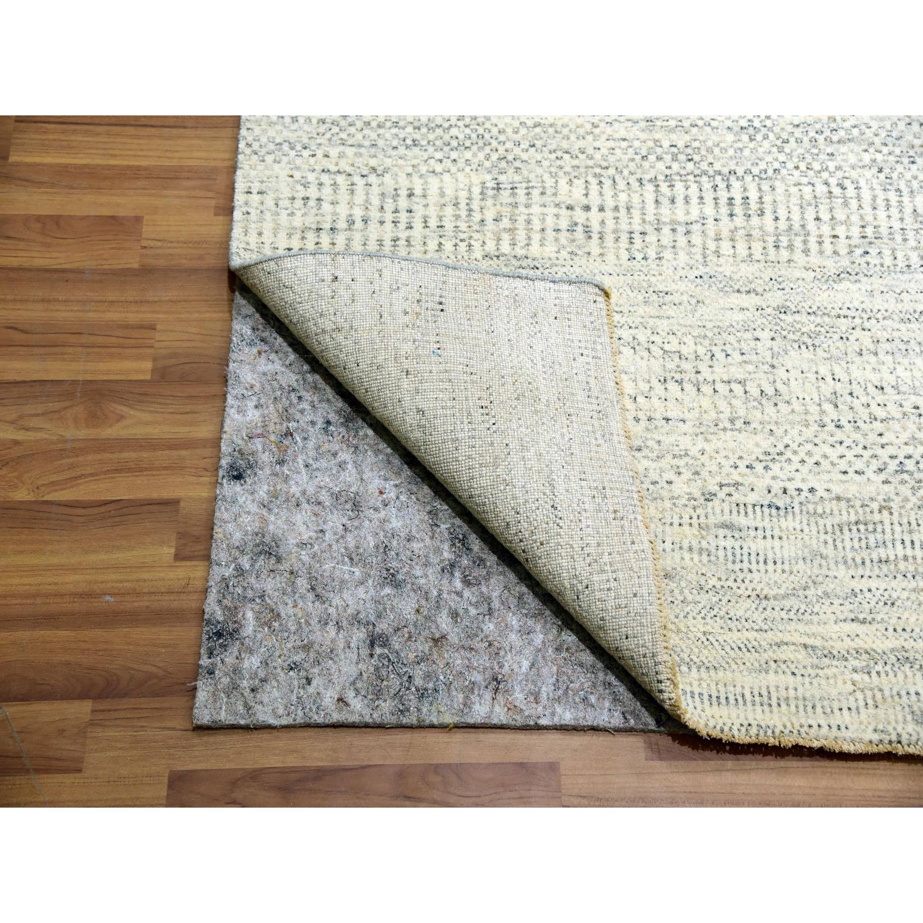 12'x15' Dove White, Hand Knotted 100% Wool, Tone on Tone, Modern Grass Design, Organic Sustainable Textile, Oversized Oriental Rug Sh79973
