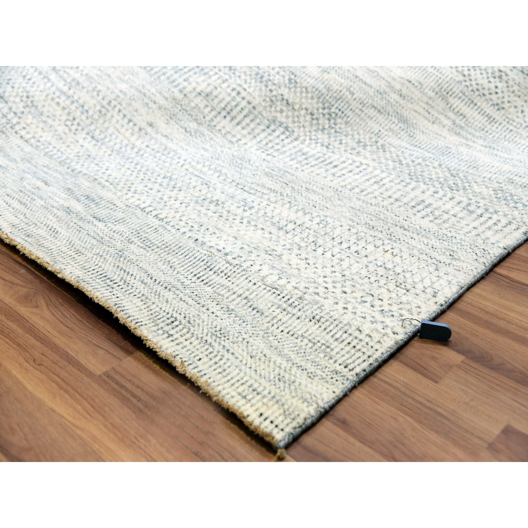12'x15' Dove White, Hand Knotted 100% Wool, Tone on Tone, Modern Grass Design, Organic Sustainable Textile, Oversized Oriental Rug Sh79973