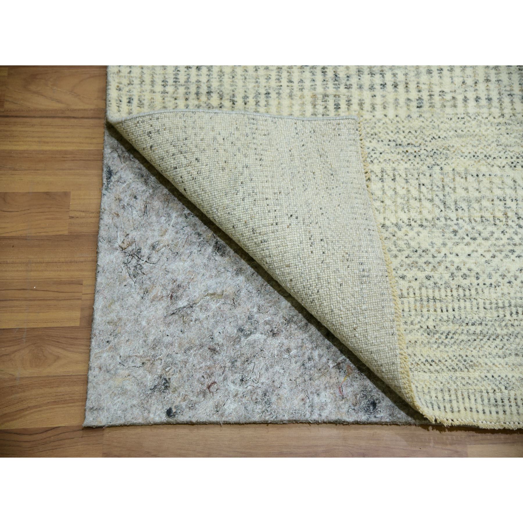 12'x12' High Reflective White, 100% Wool, Hand Knotted Borderless, Organic Sustainable Textile, Modern Square Grass Design, Tone on Tone, Oriental Rug Sh79979