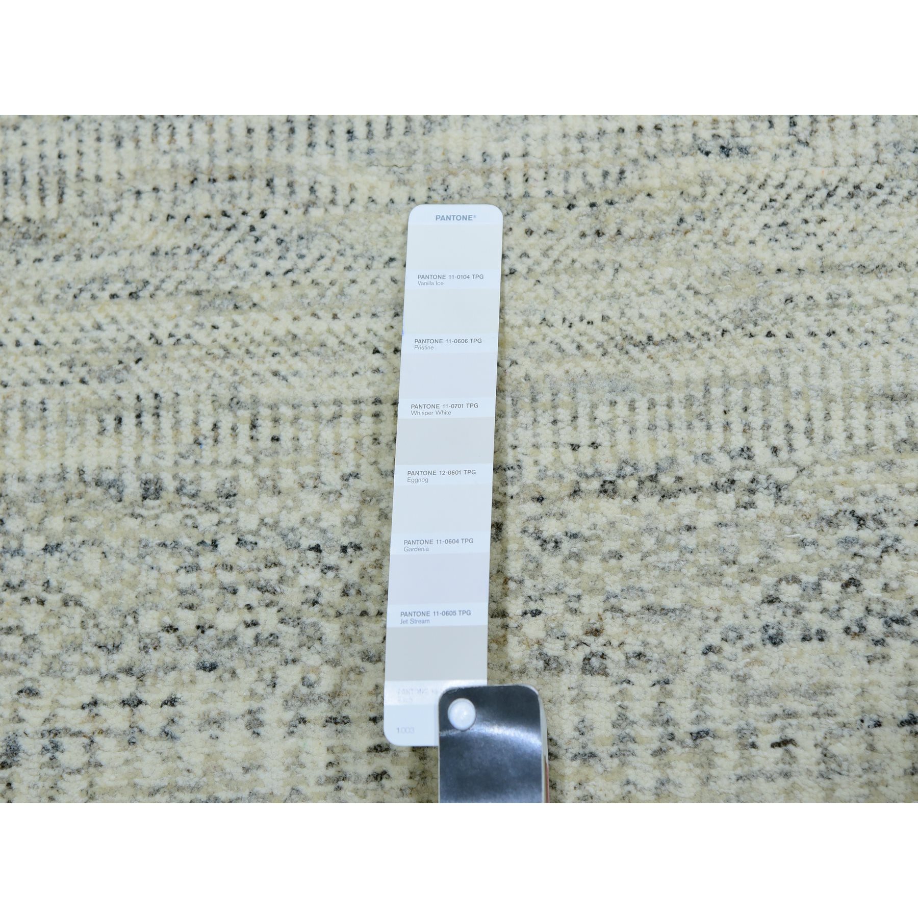 12'x12' High Reflective White, 100% Wool, Hand Knotted Borderless, Organic Sustainable Textile, Modern Square Grass Design, Tone on Tone, Oriental Rug Sh79979