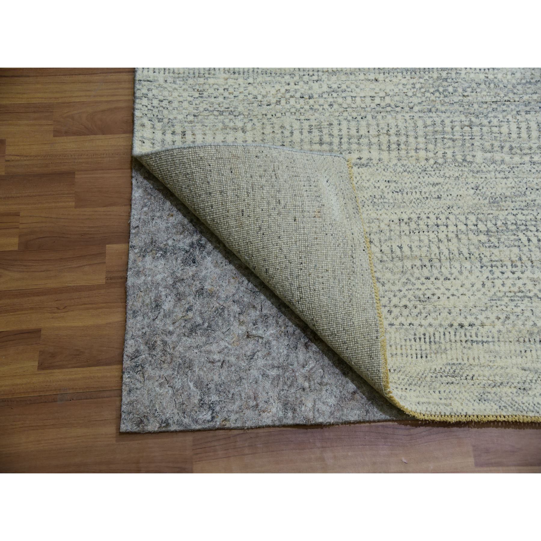 14'x18'1" Eider White, Hand Knotted Velvety Wool, Organic Sustainable Textile, Tone on Tone, Modern Grass Design, XL Oriental RugSh79980