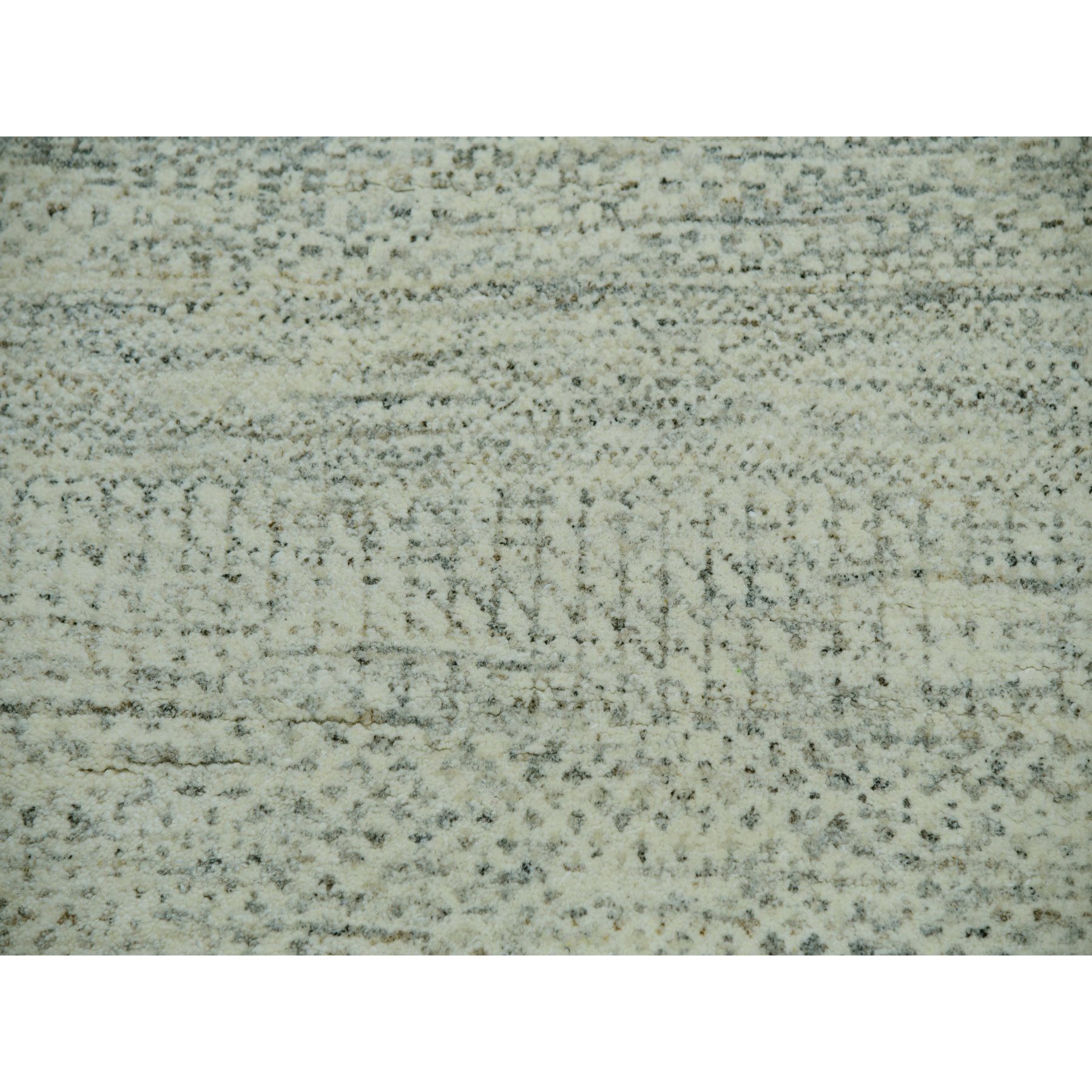 14'x18'1" Eider White, Hand Knotted Velvety Wool, Organic Sustainable Textile, Tone on Tone, Modern Grass Design, XL Oriental RugSh79980