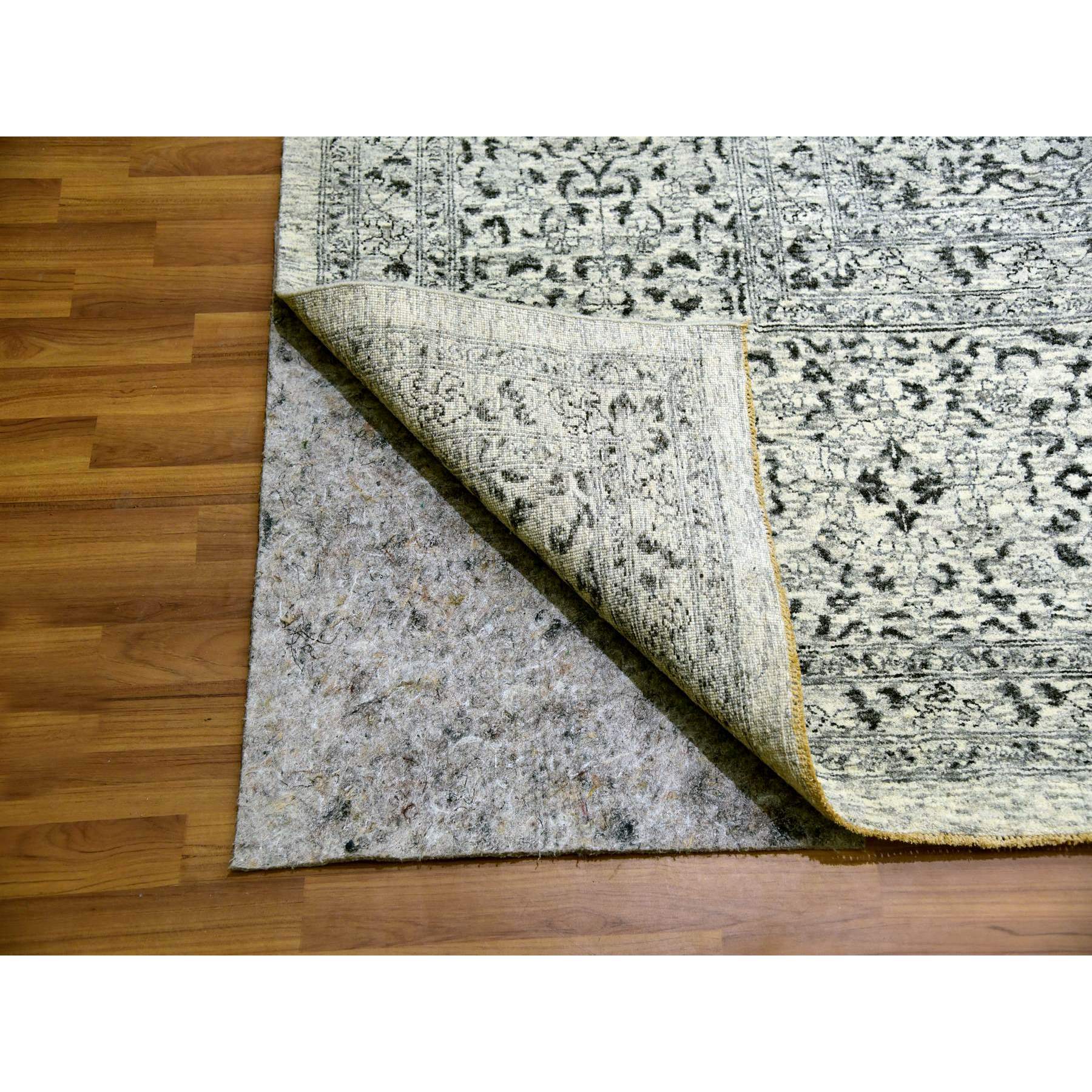14'1"x17'9" Chantilly Lace White, Tone on Tone Design, Hand Knotted Mamluk Dynasty Luxurious Wool, Oversized Undyed Oriental Rug Sh79982