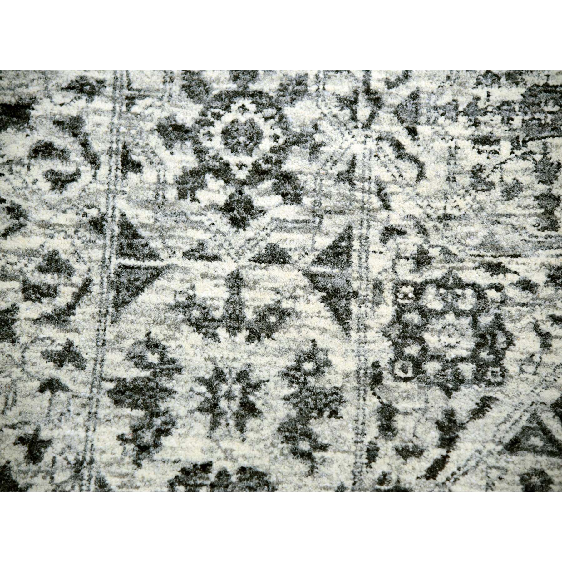 14'1"x17'9" Chantilly Lace White, Tone on Tone Design, Hand Knotted Mamluk Dynasty Luxurious Wool, Oversized Undyed Oriental Rug Sh79982