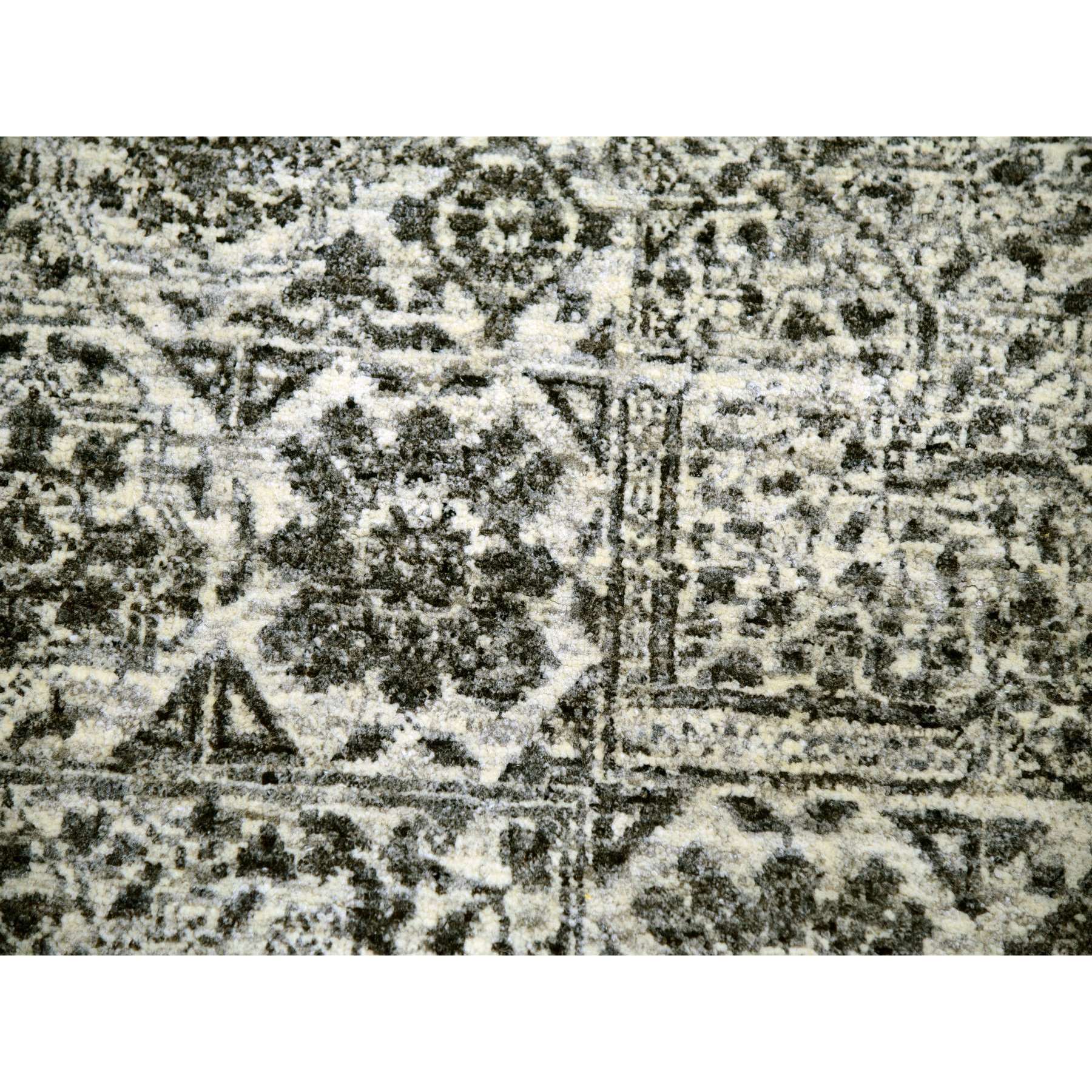 12'x12' Decorators White, Tone on Tone, Hand Knotted Undyed Extra Soft Wool, Round Mamluk Dynasty Design, Oriental Rug Sh79985