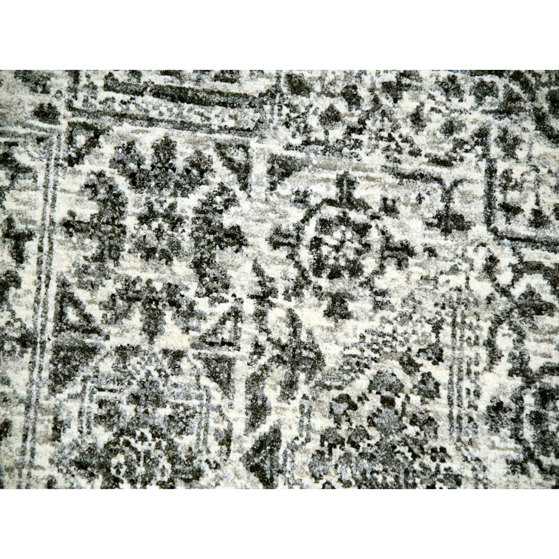 10'x10' Oxford White, Hand Knotted Tone on Tone, Undyed Organic Wool, Mamluk Dynasty Design, Round Oriental Rug Sh79986