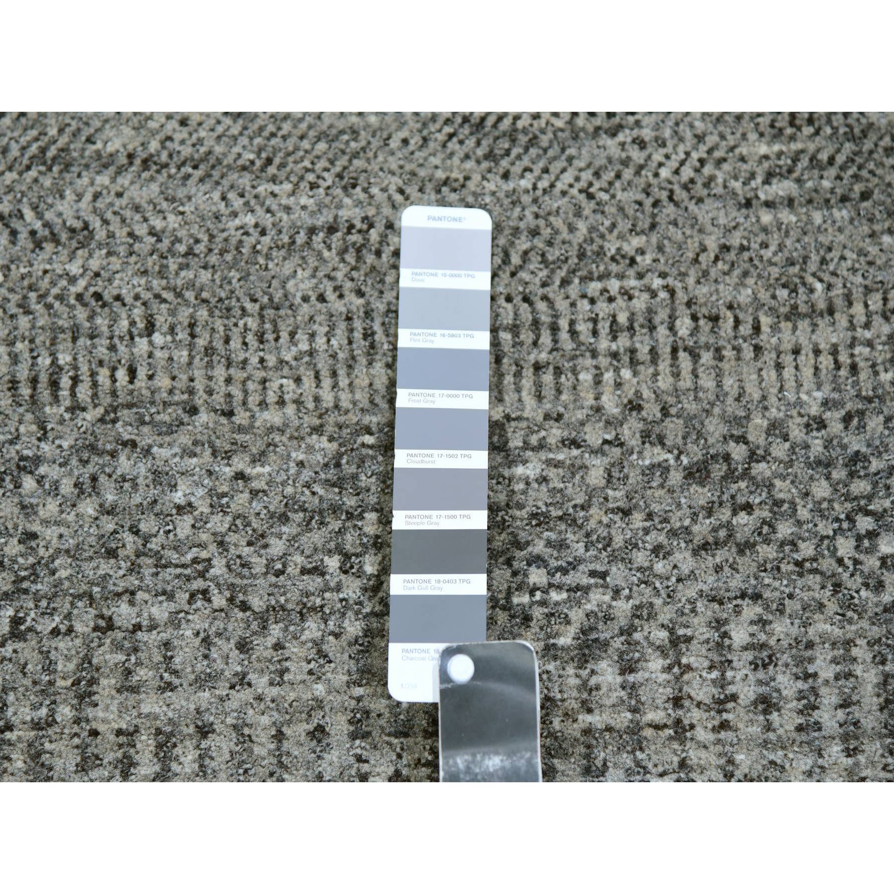 9'2"x12' Chrysler Gray, Tone on Tone, Hand Knotted Bohemian Modern Grass Design, Extra Soft Wool, Undyed Oriental Rug Sh79989