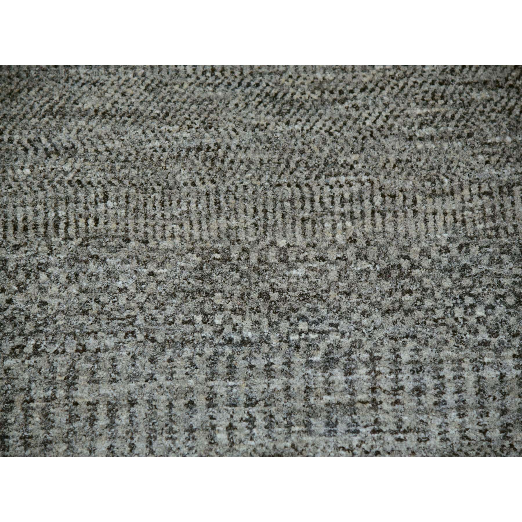 9'2"x12' Chrysler Gray, Tone on Tone, Hand Knotted Bohemian Modern Grass Design, Extra Soft Wool, Undyed Oriental Rug Sh79989