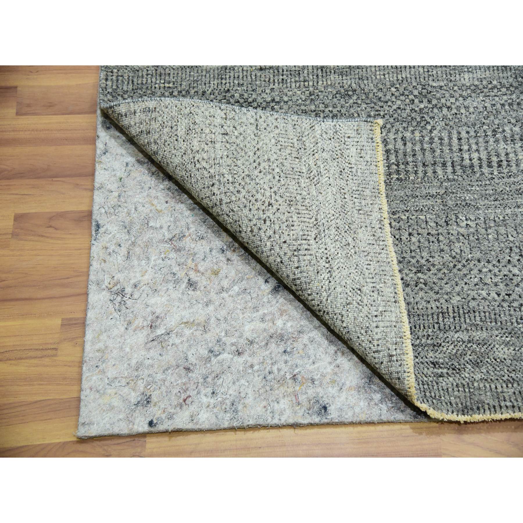 10'x10' Grandma Gray, Undyed Modern Grass Design, Tone on Tone, Hand Knotted, 100% Wool, Bohemian Square Oriental Rug Sh79990