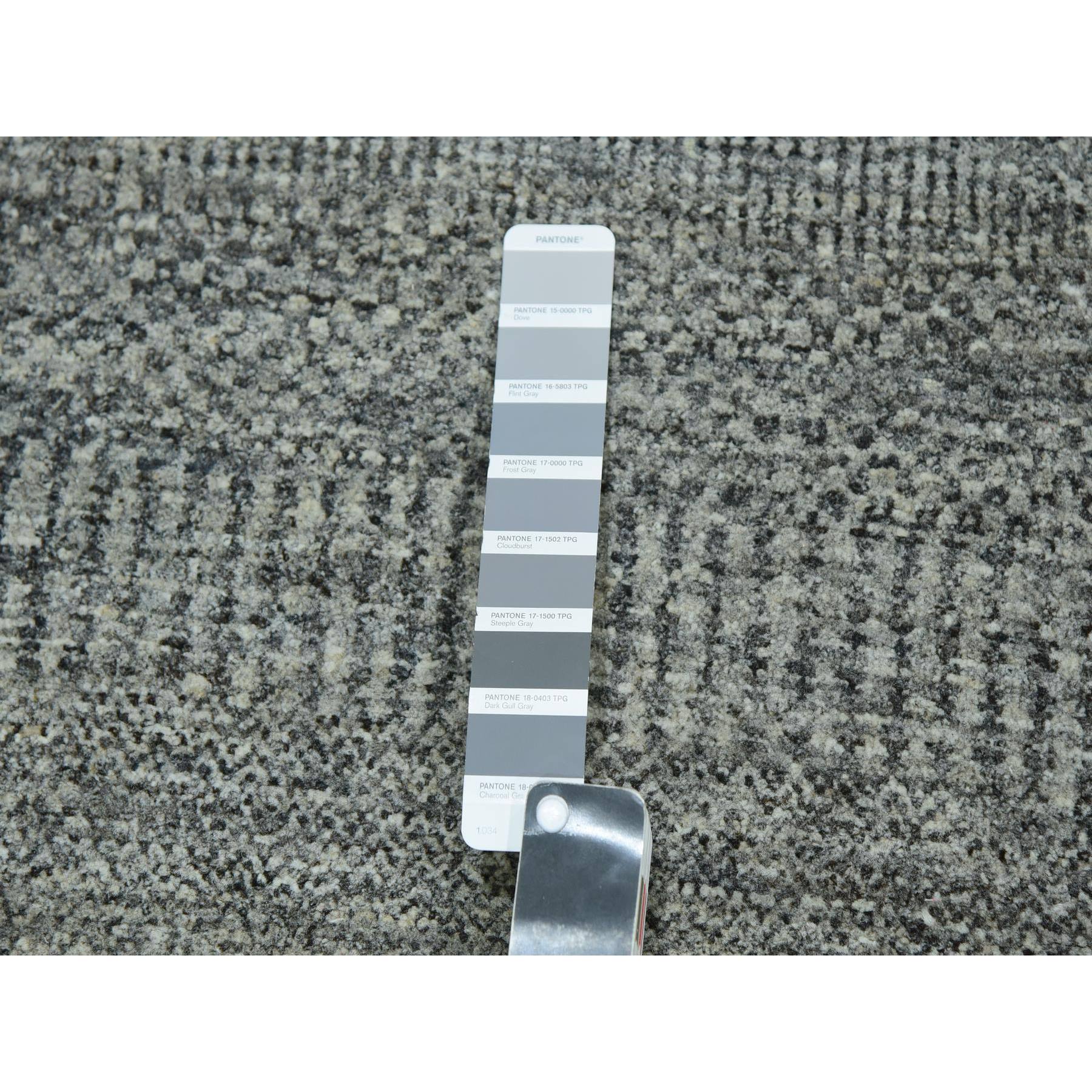 10'x10' Grandma Gray, Undyed Modern Grass Design, Tone on Tone, Hand Knotted, 100% Wool, Bohemian Square Oriental Rug Sh79990