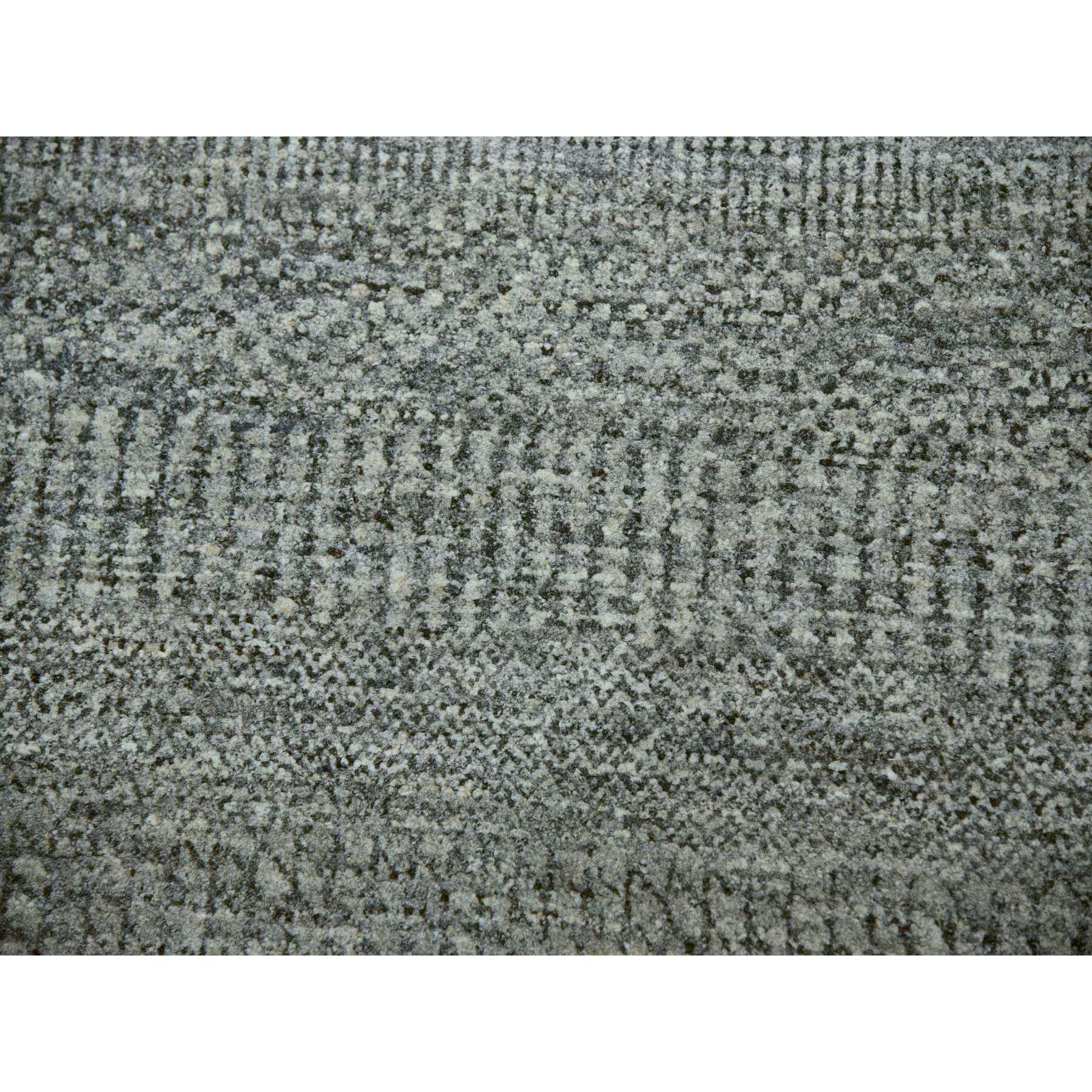 10'x10' Grandma Gray, Undyed Modern Grass Design, Tone on Tone, Hand Knotted, 100% Wool, Bohemian Square Oriental Rug Sh79990