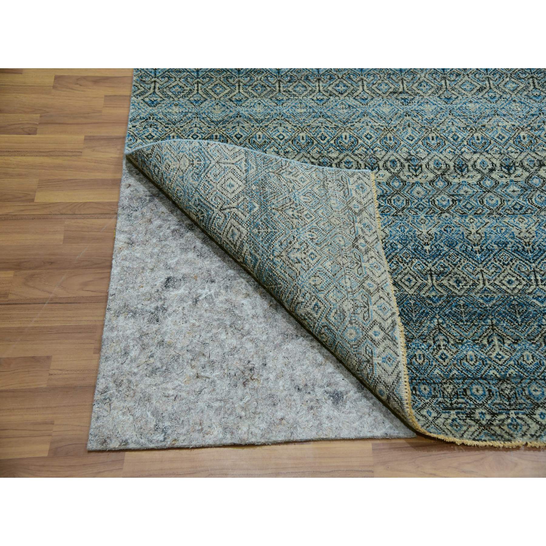 10'x10' Dodger Blue, Kohinoor Herat Plush Vibrant Wool, Hand Knotted, All Over Small Geometric Repetitive Diamond Shaped Motifs, Square Oriental Rug Sh79992