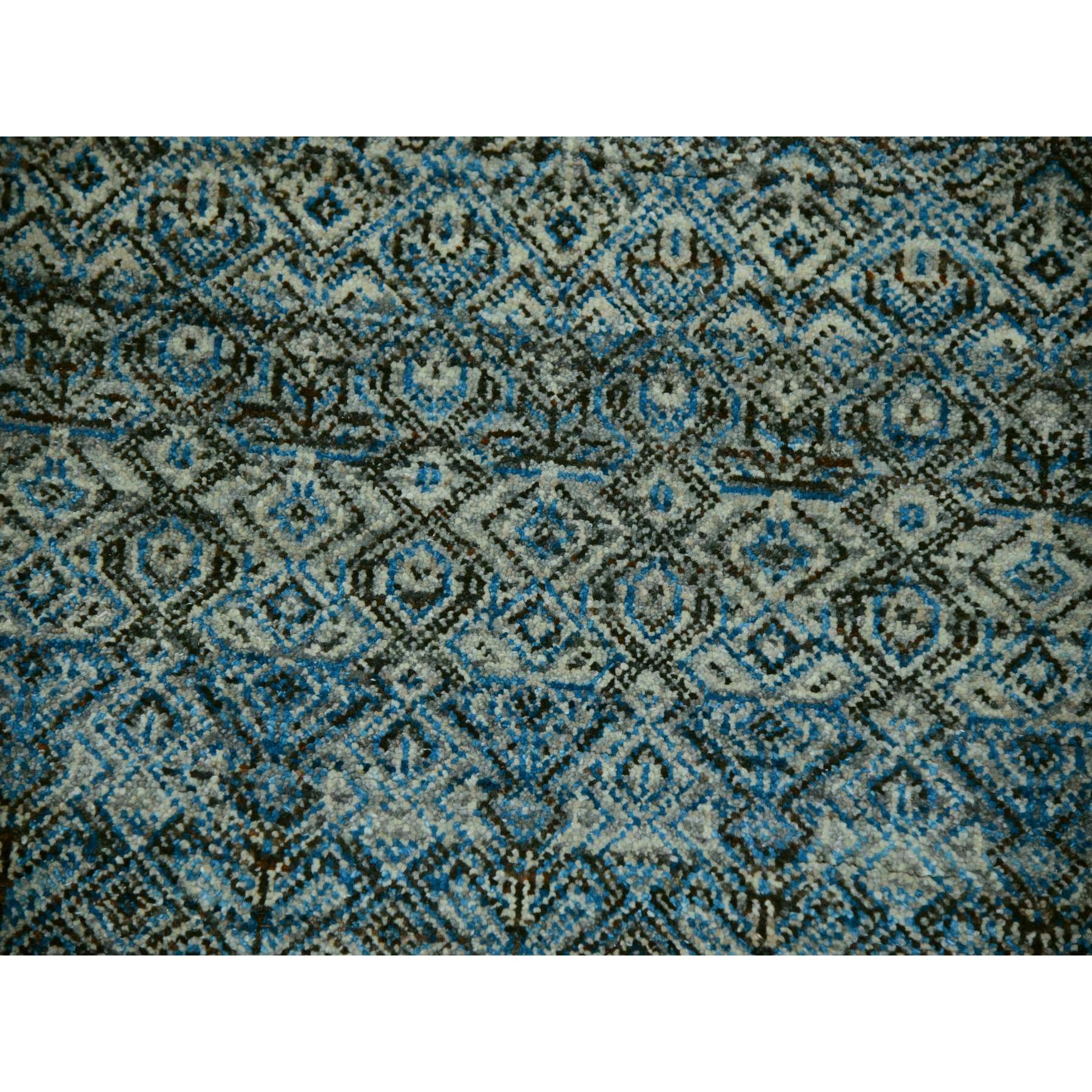 10'x10' Dodger Blue, Kohinoor Herat Plush Vibrant Wool, Hand Knotted, All Over Small Geometric Repetitive Diamond Shaped Motifs, Square Oriental Rug Sh79992