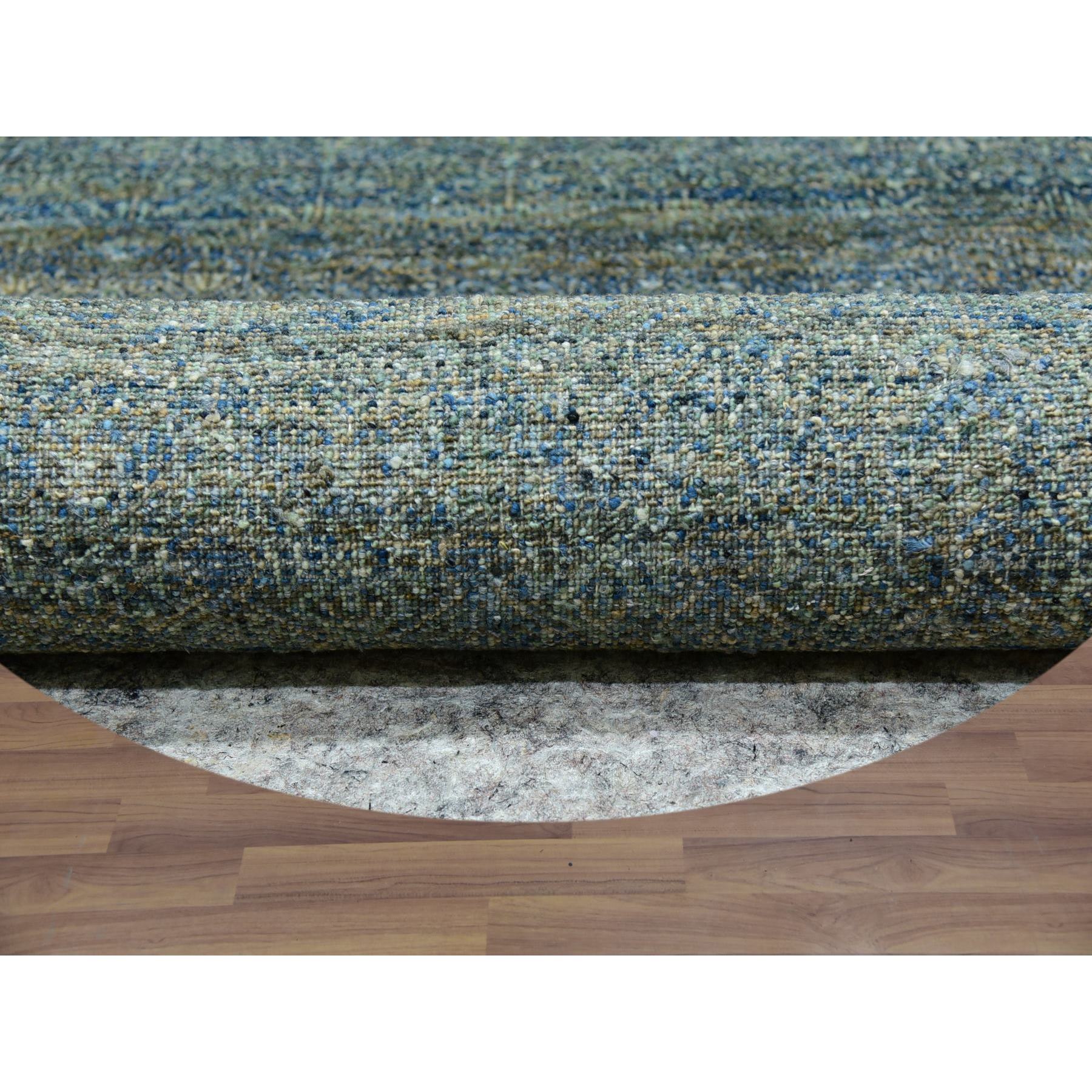12'x12' Myrtle Green, Tone On Tone, Hand Knotted Plush Pile 100% Wool, Kohinoor Herat With Diamond Shaped Small Geometric Repetitive Design, Round Oriental Rug Sh79997