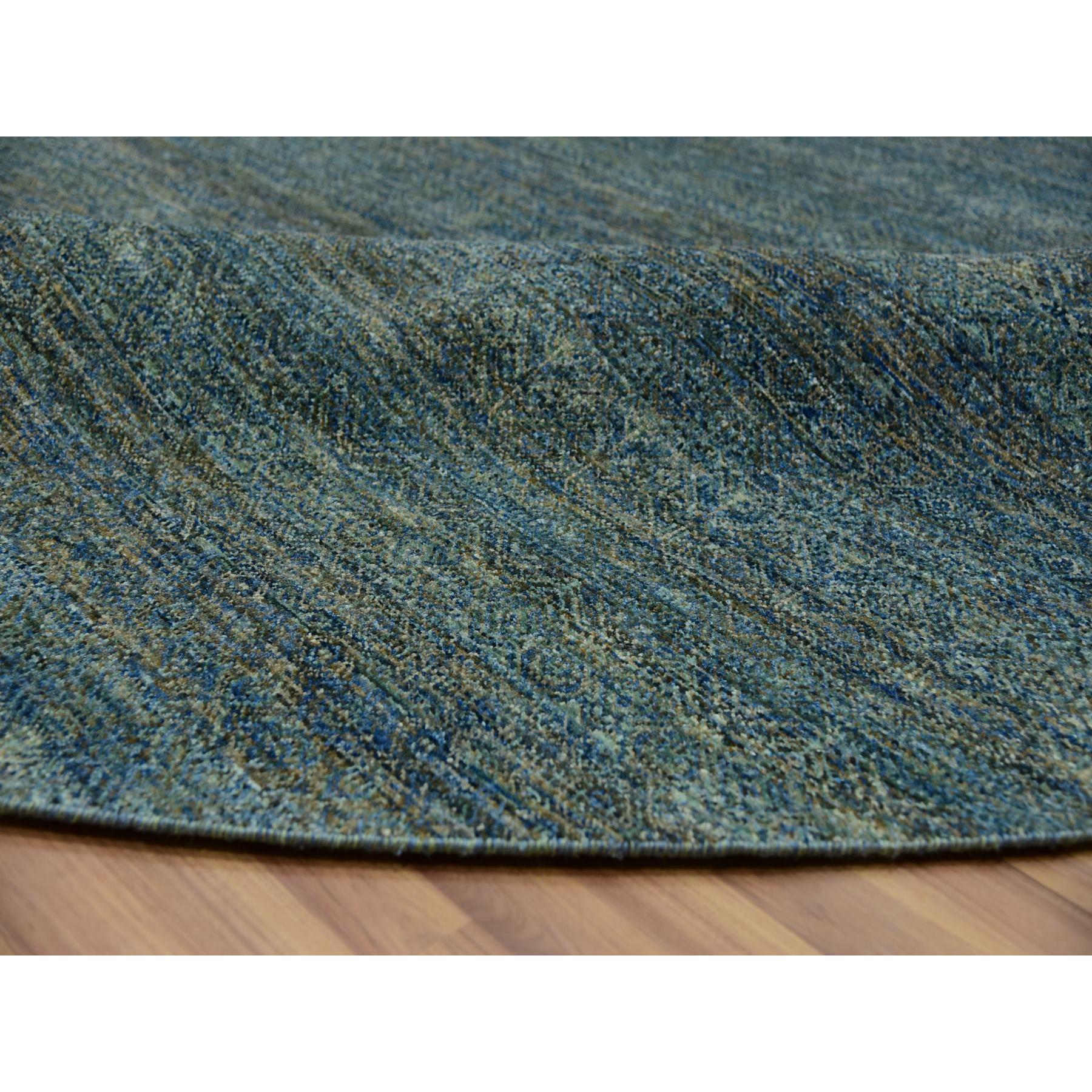 12'x12' Myrtle Green, Tone On Tone, Hand Knotted Plush Pile 100% Wool, Kohinoor Herat With Diamond Shaped Small Geometric Repetitive Design, Round Oriental Rug Sh79997