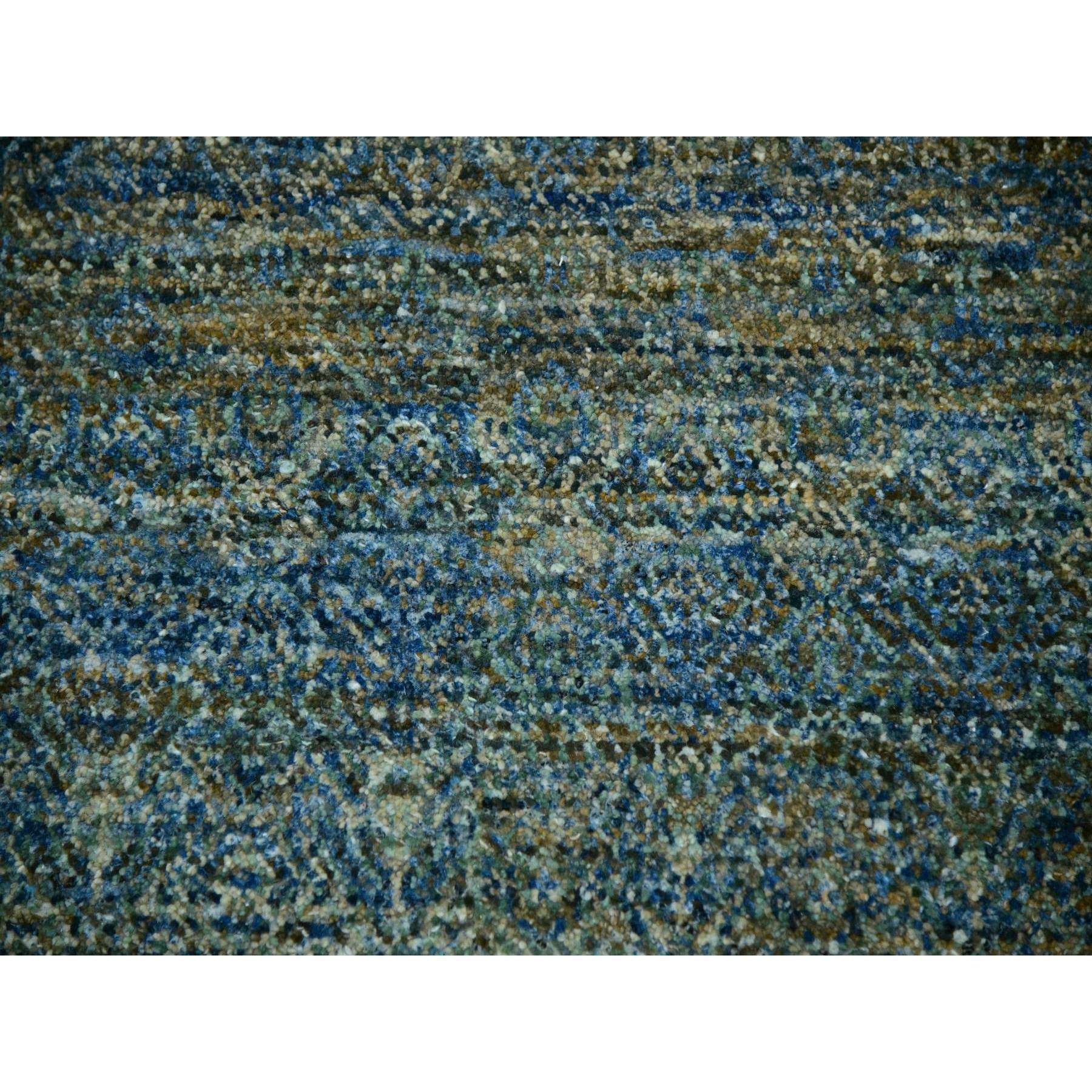 12'x12' Myrtle Green, Tone On Tone, Hand Knotted Plush Pile 100% Wool, Kohinoor Herat With Diamond Shaped Small Geometric Repetitive Design, Round Oriental Rug Sh79997