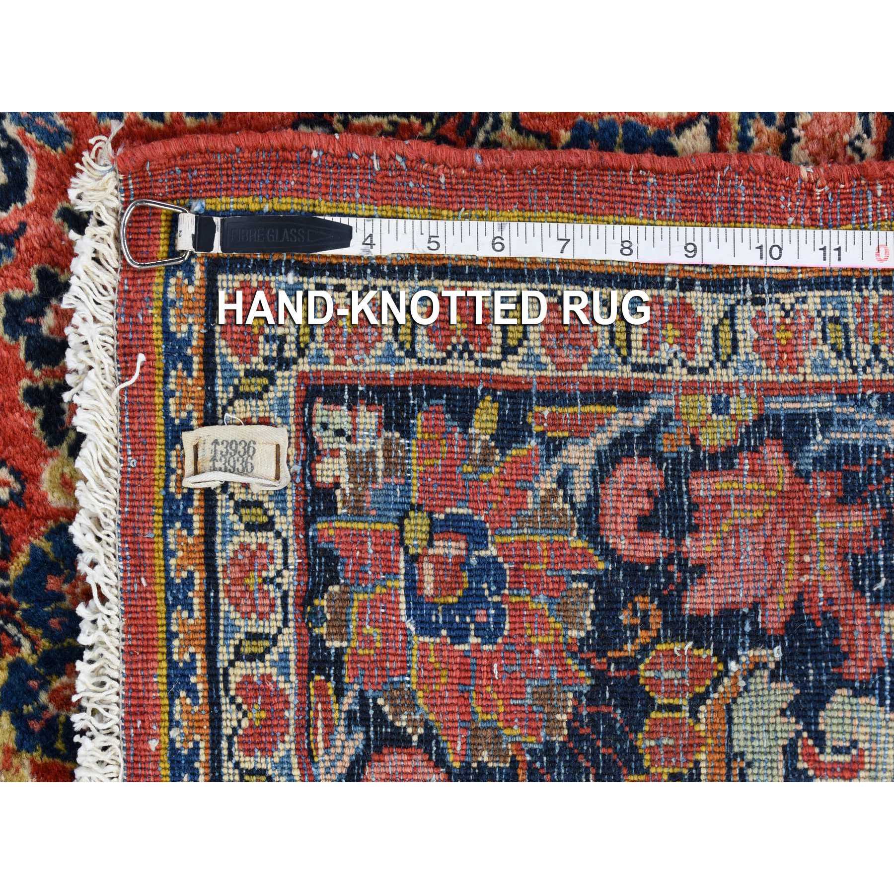6'x8'7" Brick Red Antique Persian Sarouk, Full Pile Clean and Soft, Sides and Ends Professionally Secured, Hand Knotted Pure Wool Oriental Rug Sh80001