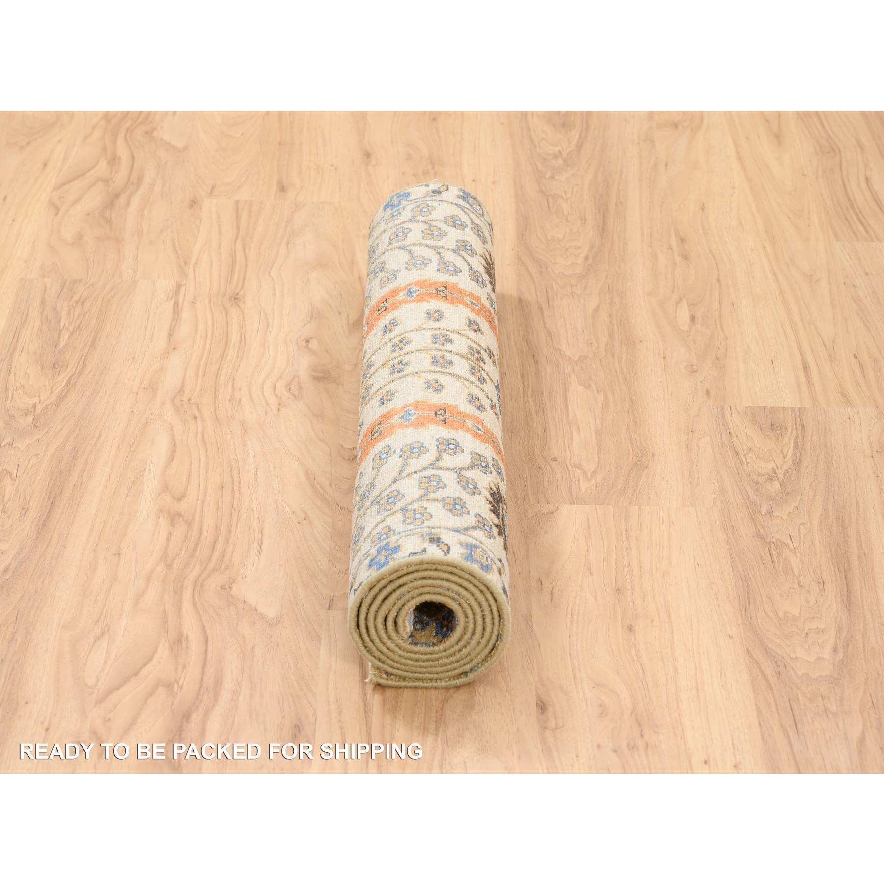 2'7"x6' Almond Brown, Silk With Textured Wool, Hand Knotted, Cypress Tree Design, Runner, Oriental Rug Sh80024
