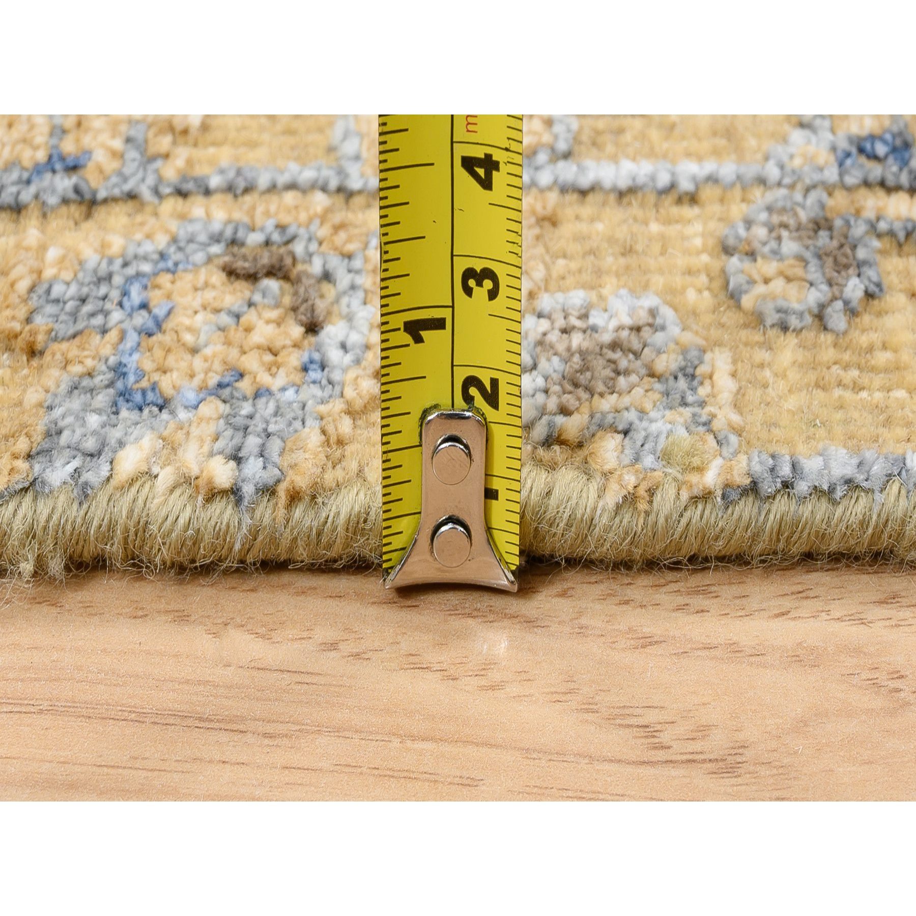 2'7"x6' Almond Brown, Silk With Textured Wool, Hand Knotted, Cypress Tree Design, Runner, Oriental Rug Sh80024