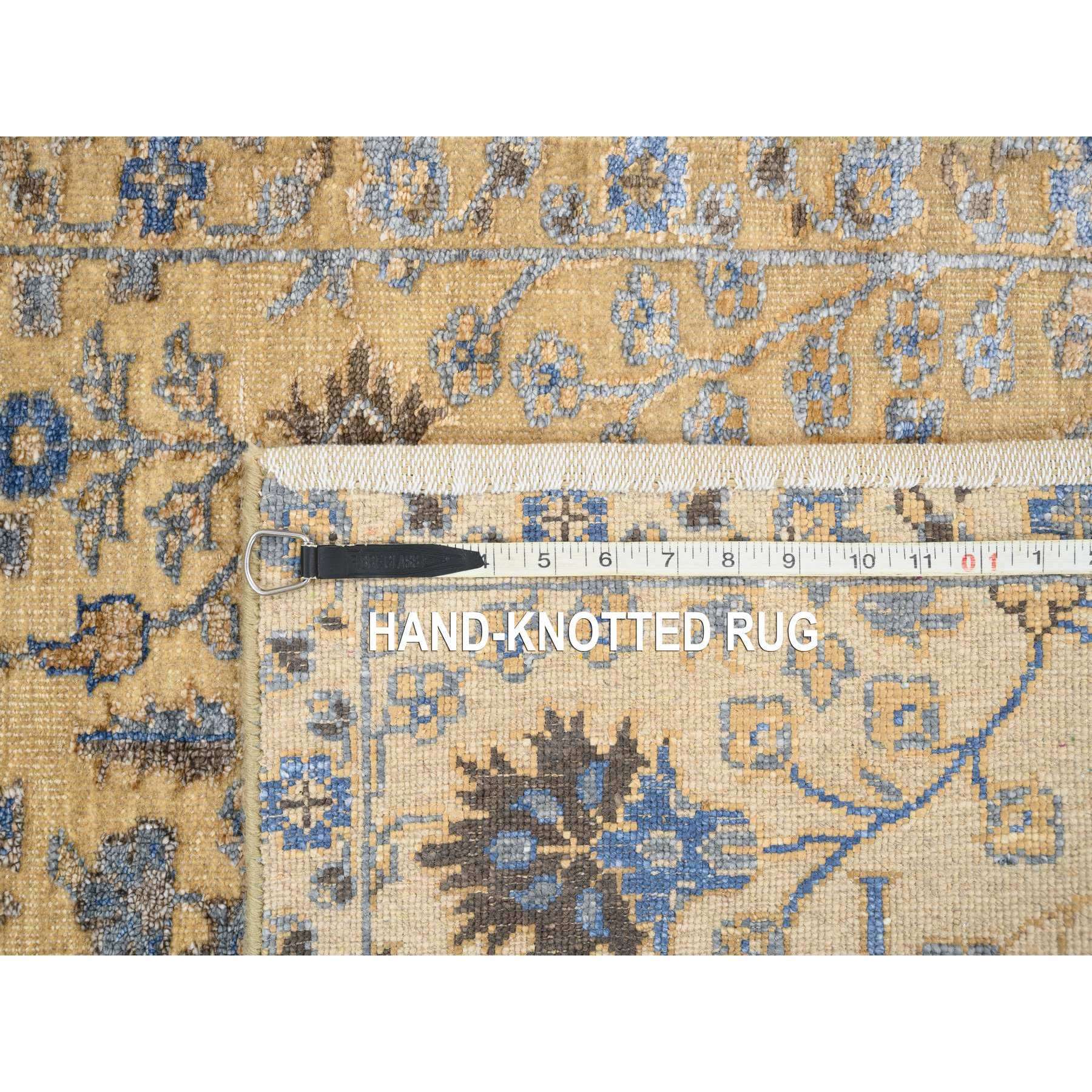 2'7"x6' Almond Brown, Silk With Textured Wool, Hand Knotted, Cypress Tree Design, Runner, Oriental Rug Sh80024