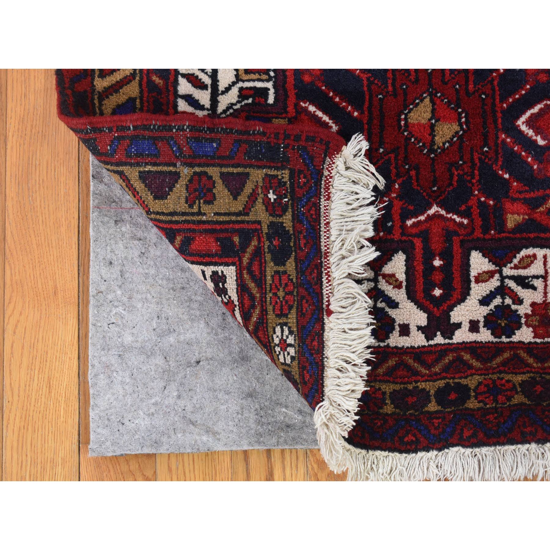 3'x11'4" Ivory Full Pile Tribal Weaving Vintage Persian Karajeh Excellent Condition Natural Wool Hand Knotted Runner Oriental Rug Sh80044