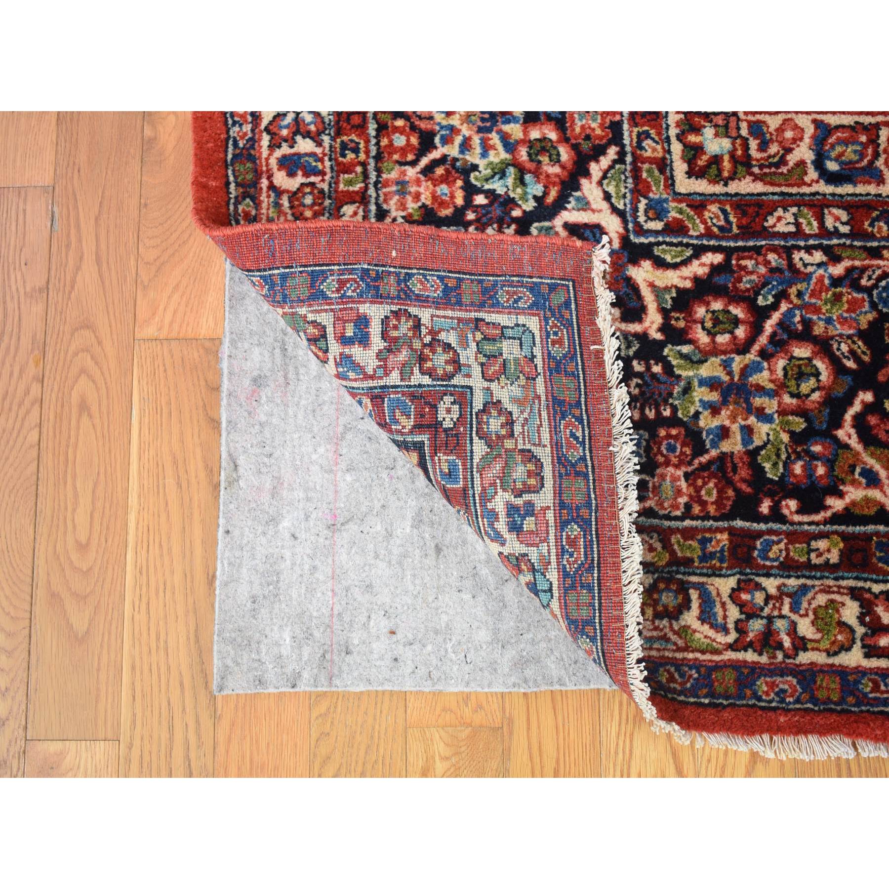 10'5"x13'7" Tomato Red, Antique Persian Sarouk with Flower Bouquet Design, Full Pile Soft and Clean Mint Condition, Hand Knotted 100% Wool Oriental Rug Sh80054