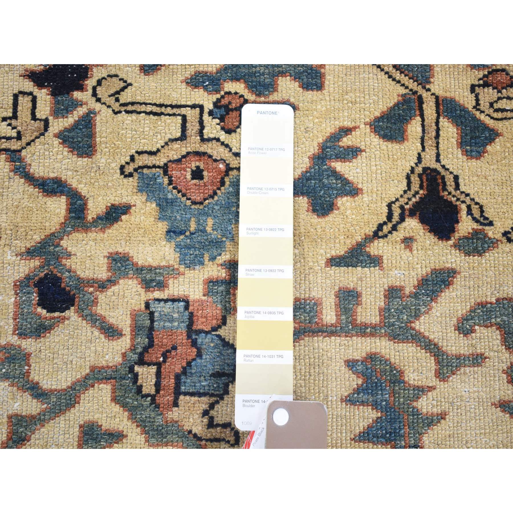 14'3"x15'7" Ivory, Antique Persian Bakhtiar with Rare All Over Design, Excellent Condition Hand Knotted Pure Wool, Signed by Kashan Carpets, Large Squarish Oversized Oriental Rug Sh80055
