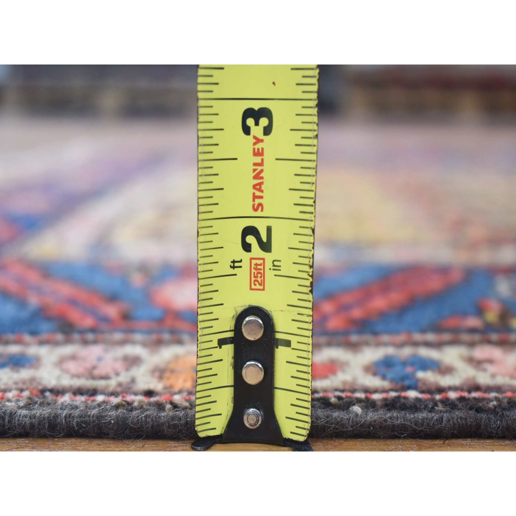 4'x10'3" Yellow, Antique Persian Bakshaish Abrash Paisley Design with Serrated Leaf Border, Excellent Condition Pure Wool, Clean Hand Knotted, Wide Runner Oriental Rug Sh80058