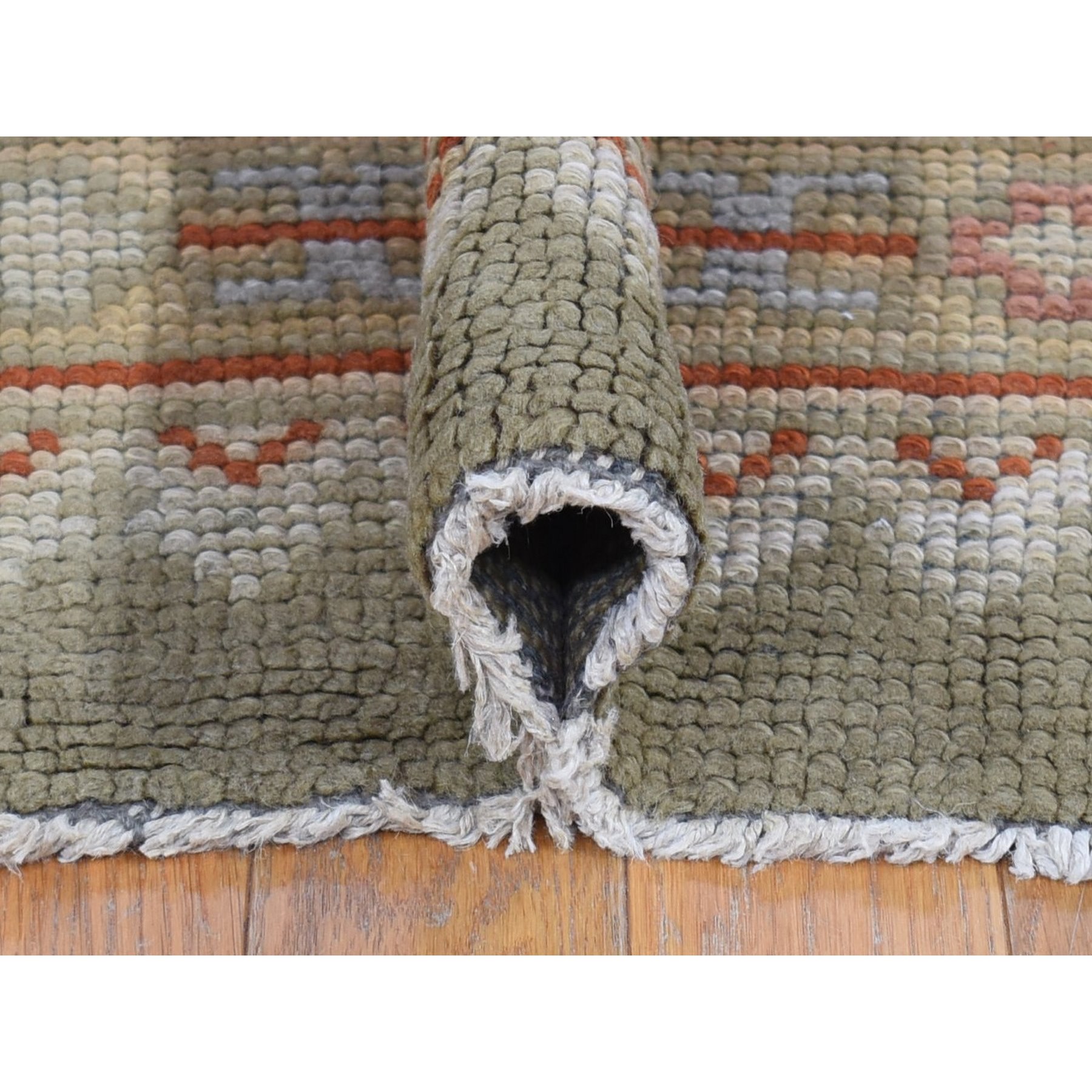 8'7"x14'10" Beige, Antique European Donegal, Excellent Condition Pure Wool Hand Knotted, Extra Wide Gallery Size Oriental Rug Sh80099