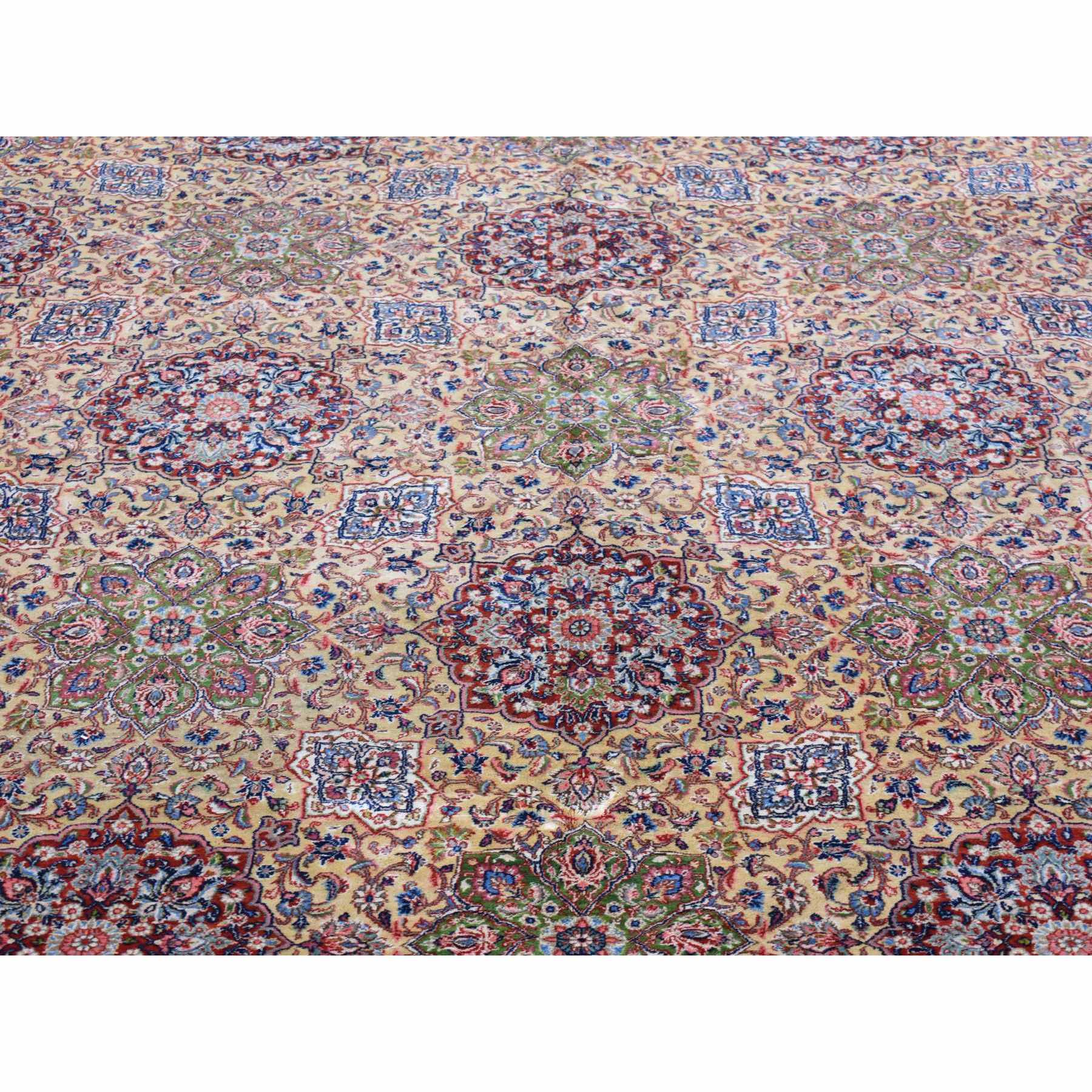 11'5"x15'9" Light Yellow, Antique Persian Sherkat, Hand Knotted, Mint Condition, Pure Wool, Oversized Oriental Rug Sh80111