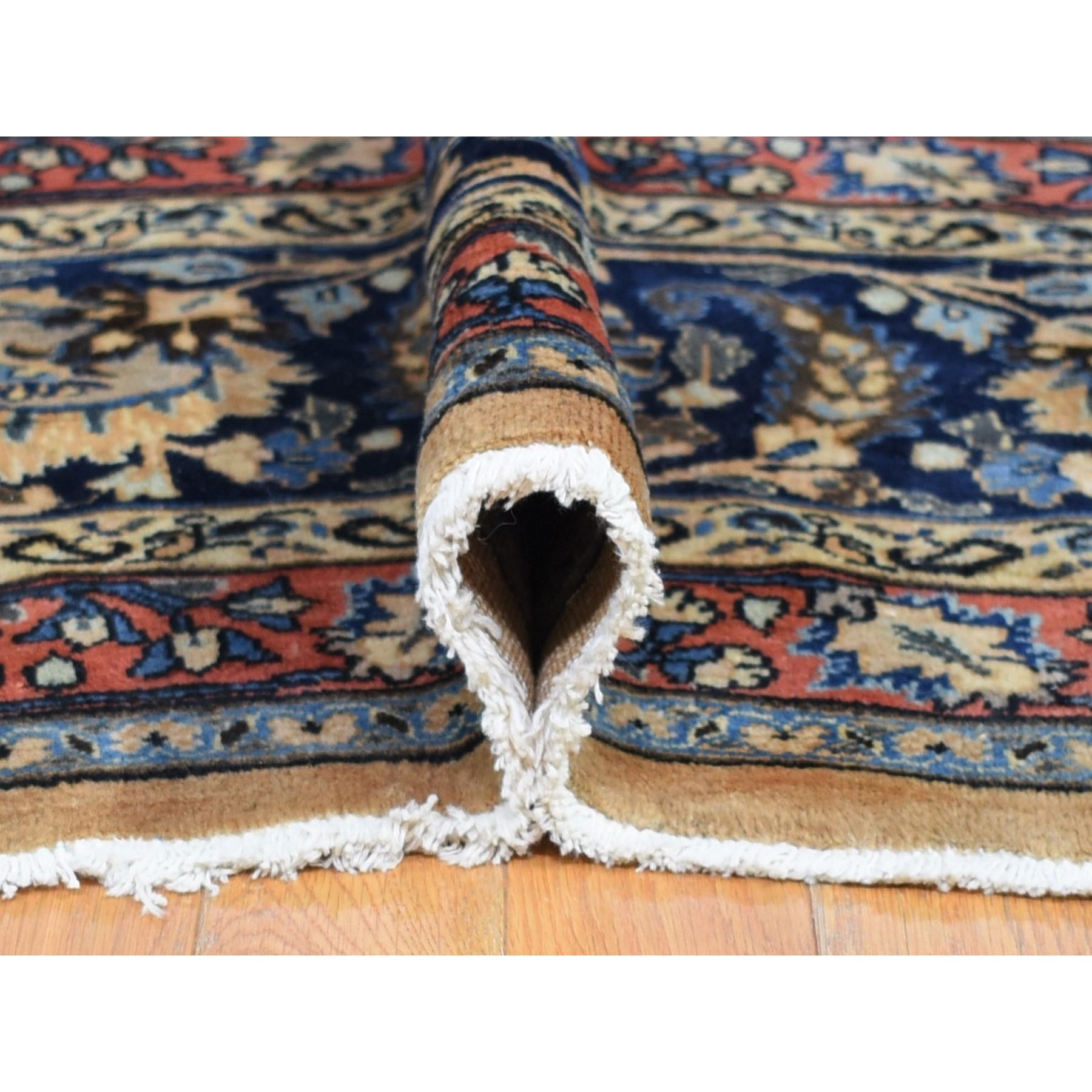 11'9"x16'4" Ivory, Antique Persian Mashad, Hand Knotted, 100% Wool, Oversized Oriental Rug Sh80113