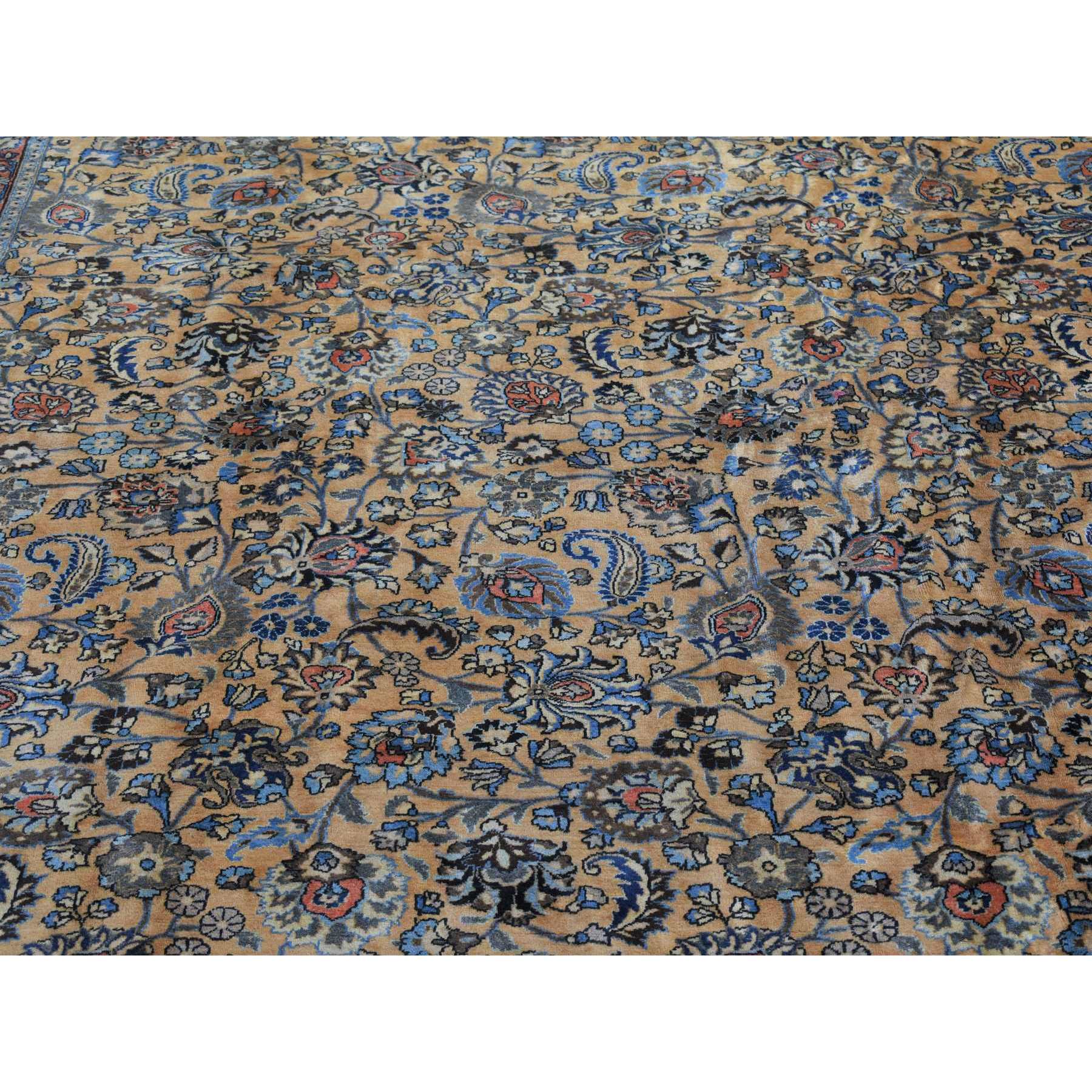 11'9"x16'4" Ivory, Antique Persian Mashad, Hand Knotted, 100% Wool, Oversized Oriental Rug Sh80113
