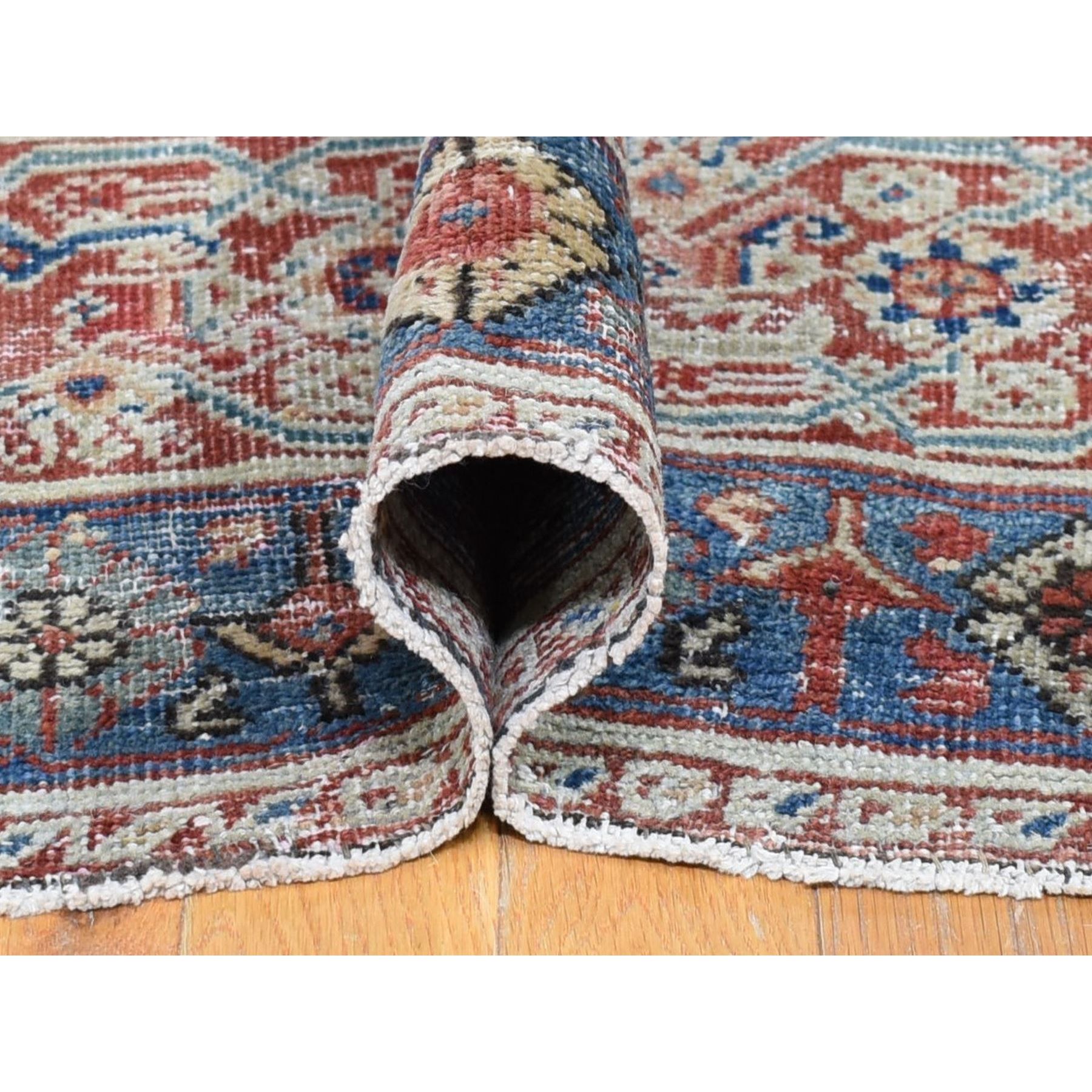 13'10"x19'5" Beige, Handmade Antique Persian Mahal, Areas of Wear, Sides and Ends Professionally Secured, Pure Wool, Oversized Oriental Rug Sh80116