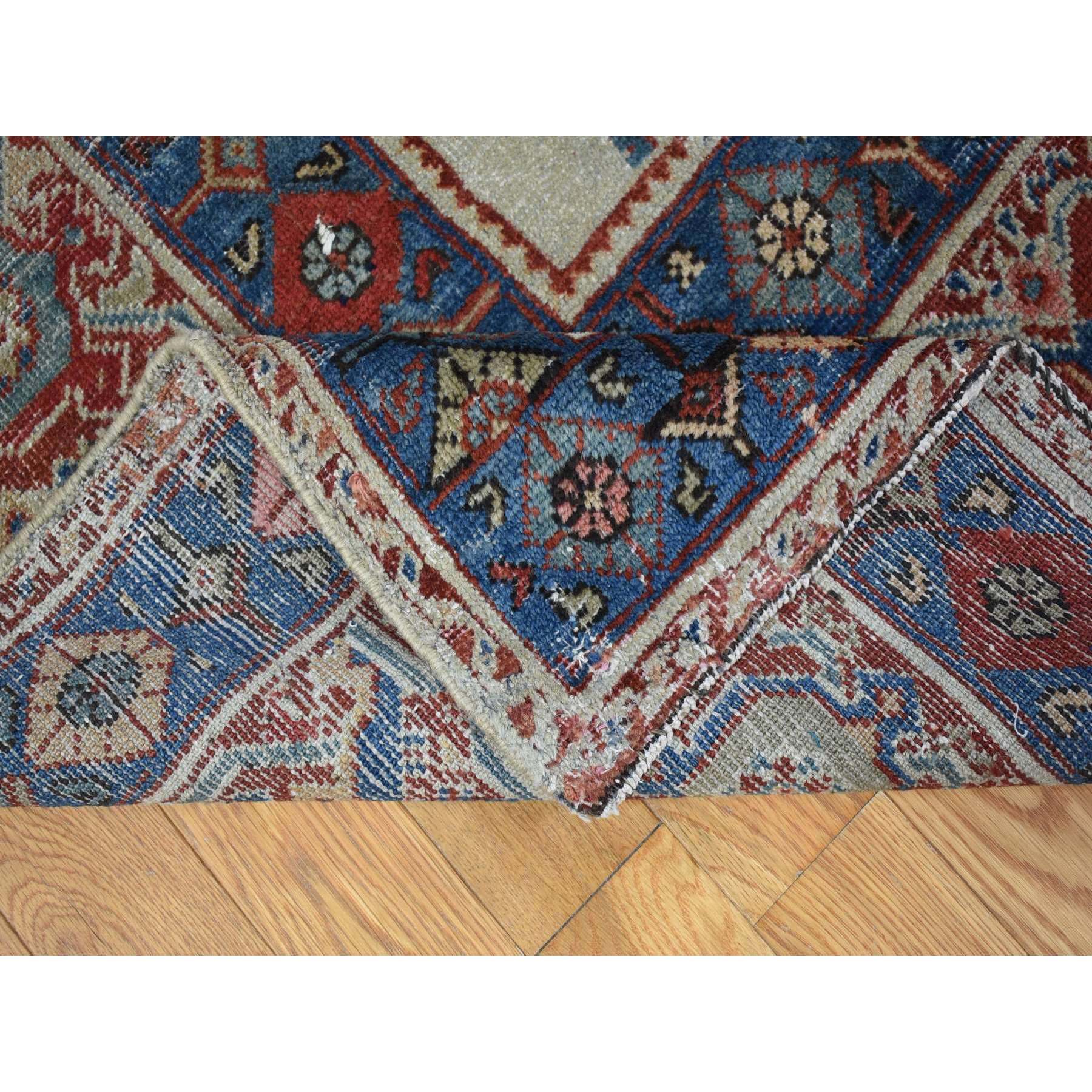 13'10"x19'5" Beige, Handmade Antique Persian Mahal, Areas of Wear, Sides and Ends Professionally Secured, Pure Wool, Oversized Oriental Rug Sh80116