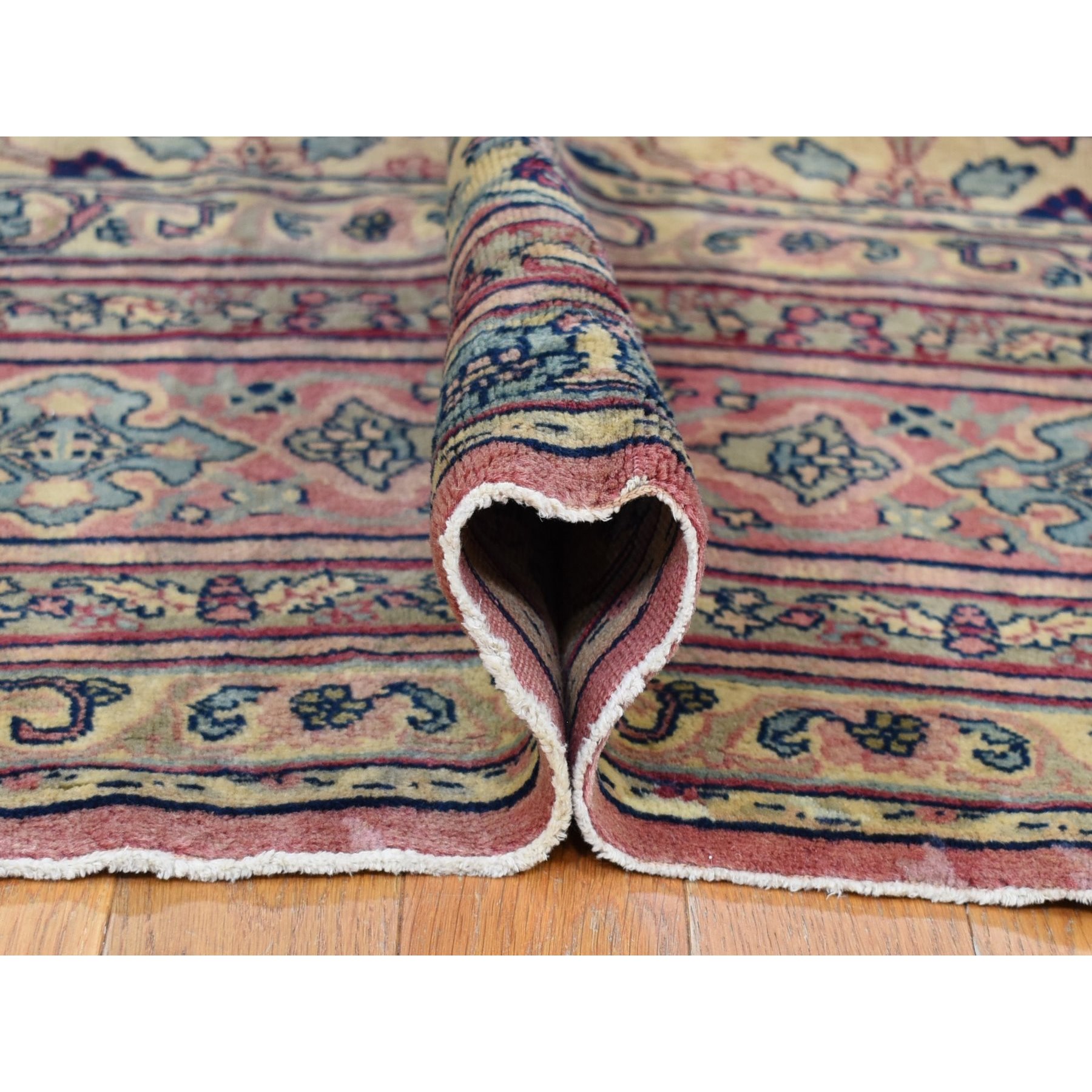 7'7"x12'7" Beige, Antique Turkish Sivas, Mint Condition, Clean and Soft, Sides and Ends Professionally Secured, Pure Wool, Hand Knotted Gallery Size Oriental Rug Sh80122