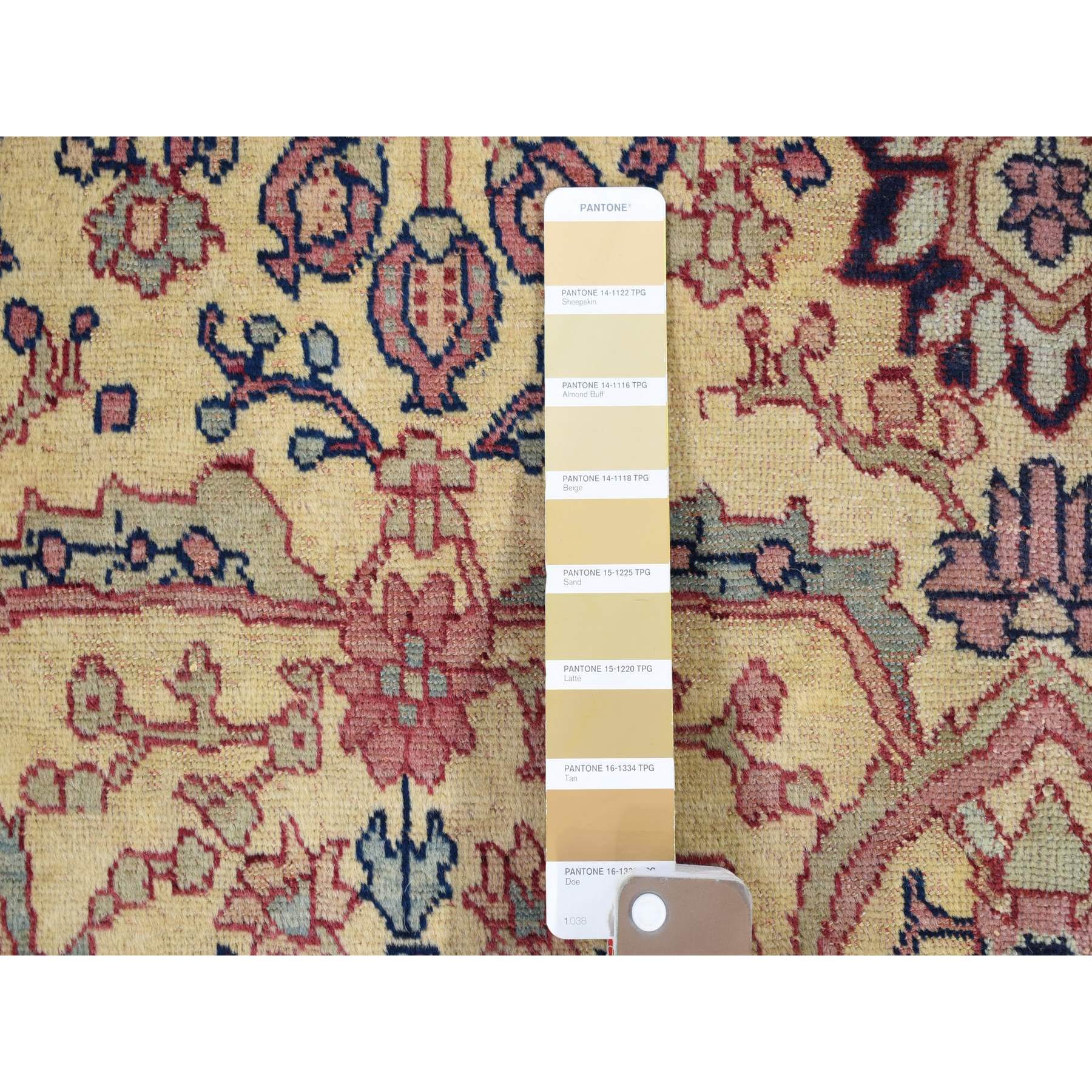 7'7"x12'7" Beige, Antique Turkish Sivas, Mint Condition, Clean and Soft, Sides and Ends Professionally Secured, Pure Wool, Hand Knotted Gallery Size Oriental Rug Sh80122
