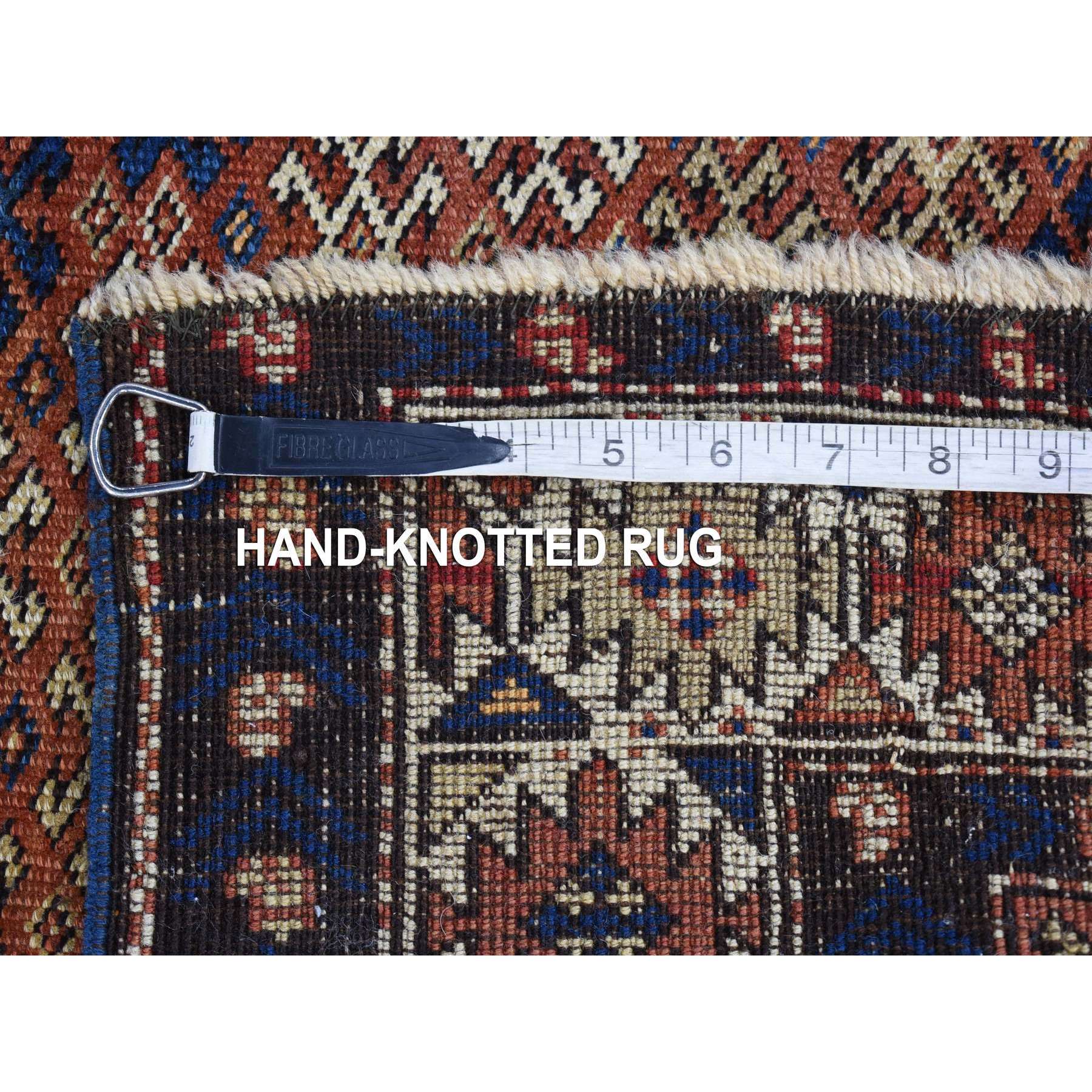 3'9"x4'8" Honey Brown, Antique Caucasian Kazak Geometric Triangle Design, Pure Wool Hand Knotted, Good Condition Even Wear Clean Sides and Ends Professionally Secured, Oriental Rug Sh80138
