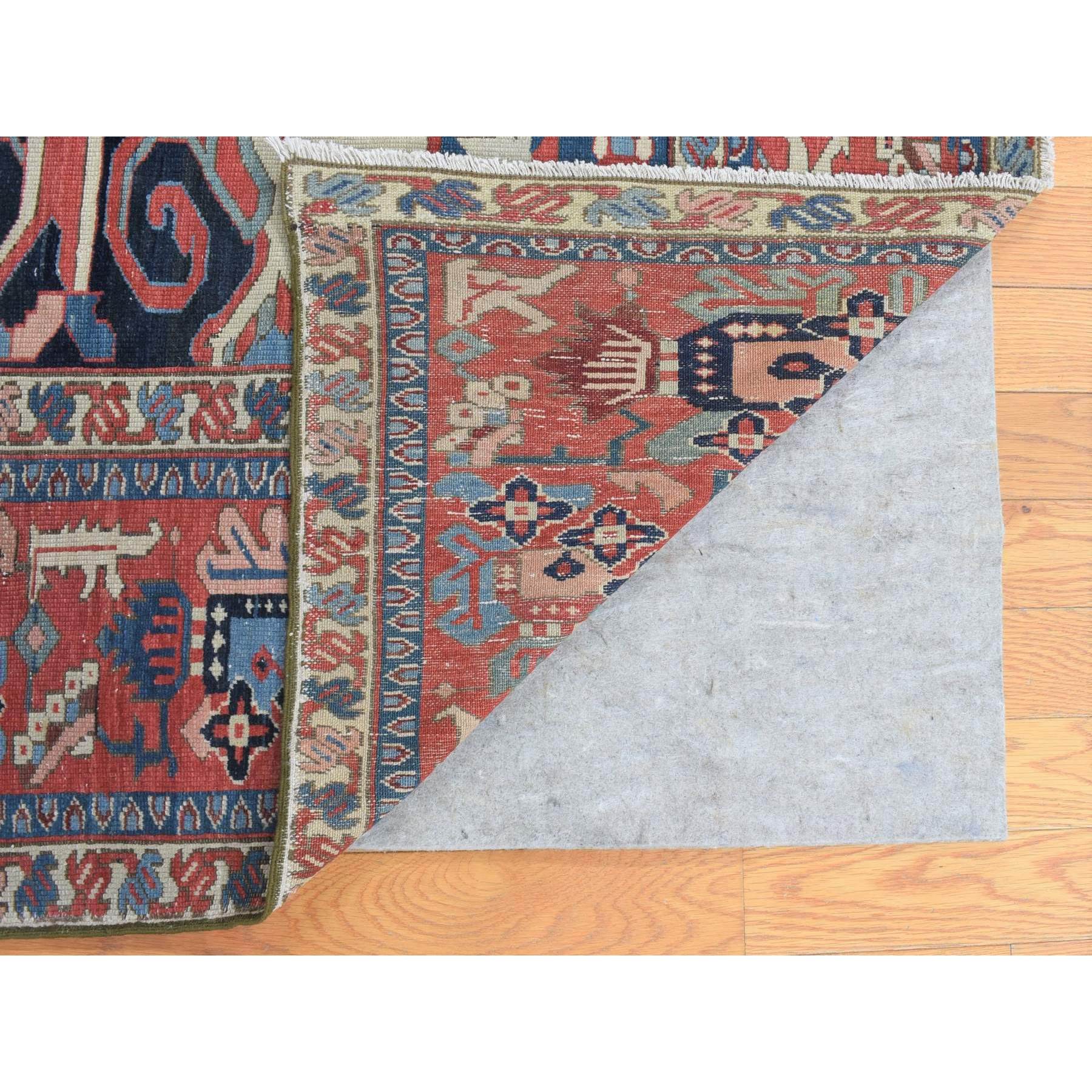8'10"x12'5" Ivory, Antique Persian Karajeh Serapi, Denser Weave, Good Condition, Pure Wool, Hand Knotted, Oriental Rug Sh80305