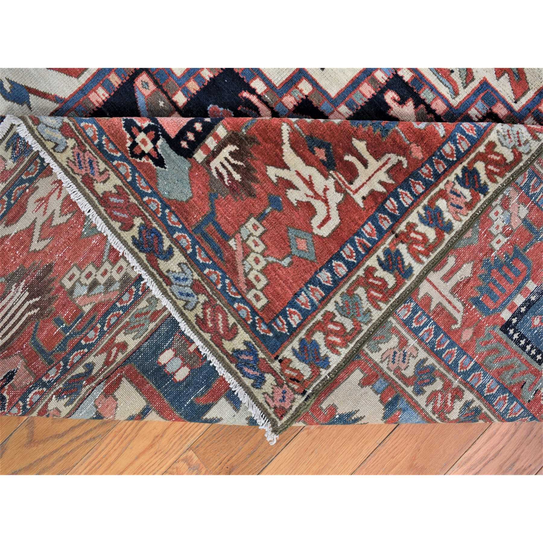 8'10"x12'5" Ivory, Antique Persian Karajeh Serapi, Denser Weave, Good Condition, Pure Wool, Hand Knotted, Oriental Rug Sh80305