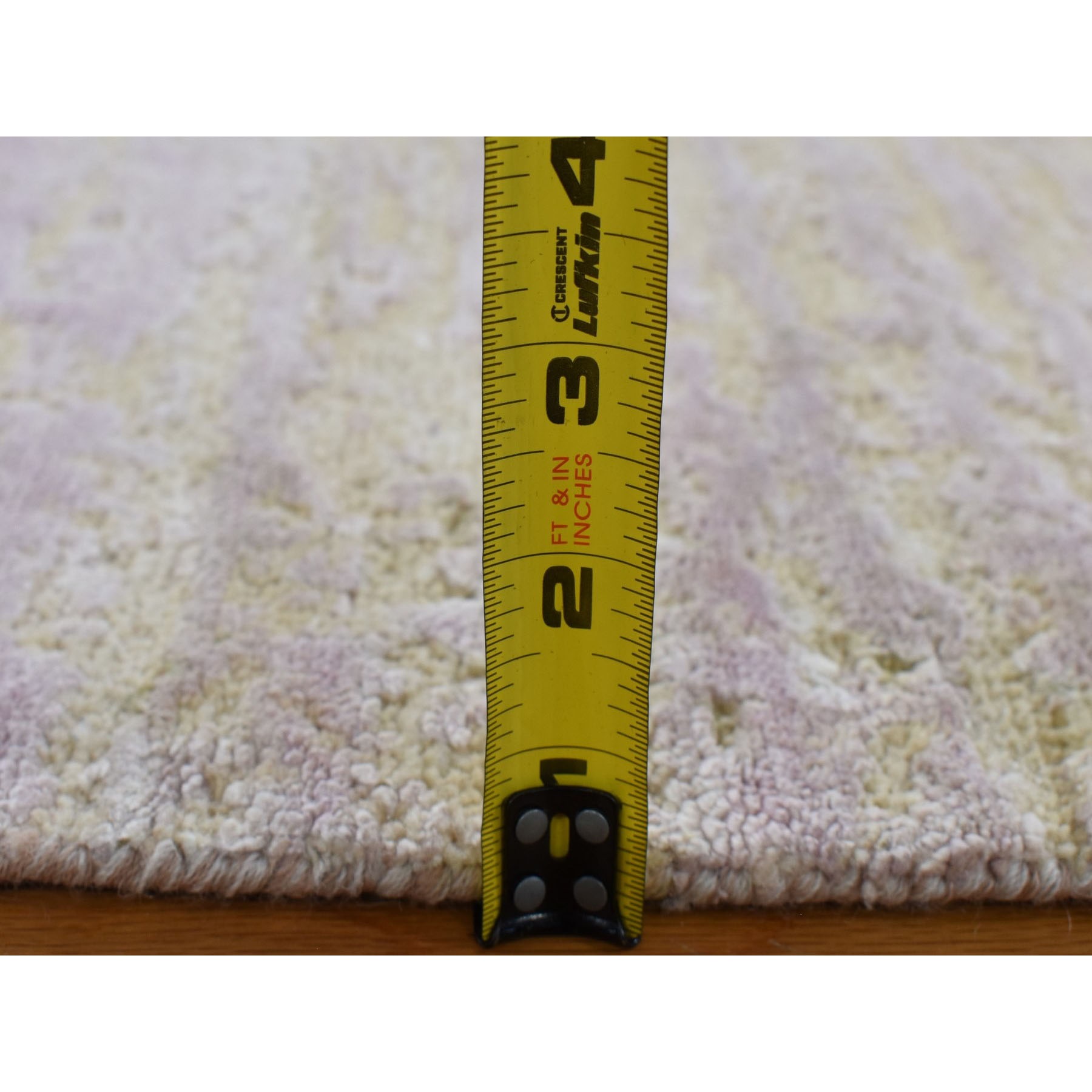 2'x3' Light Green, Modern Design, Pure Silk with Wool, Hand Knotted, Mat Oriental Rug Sh80315