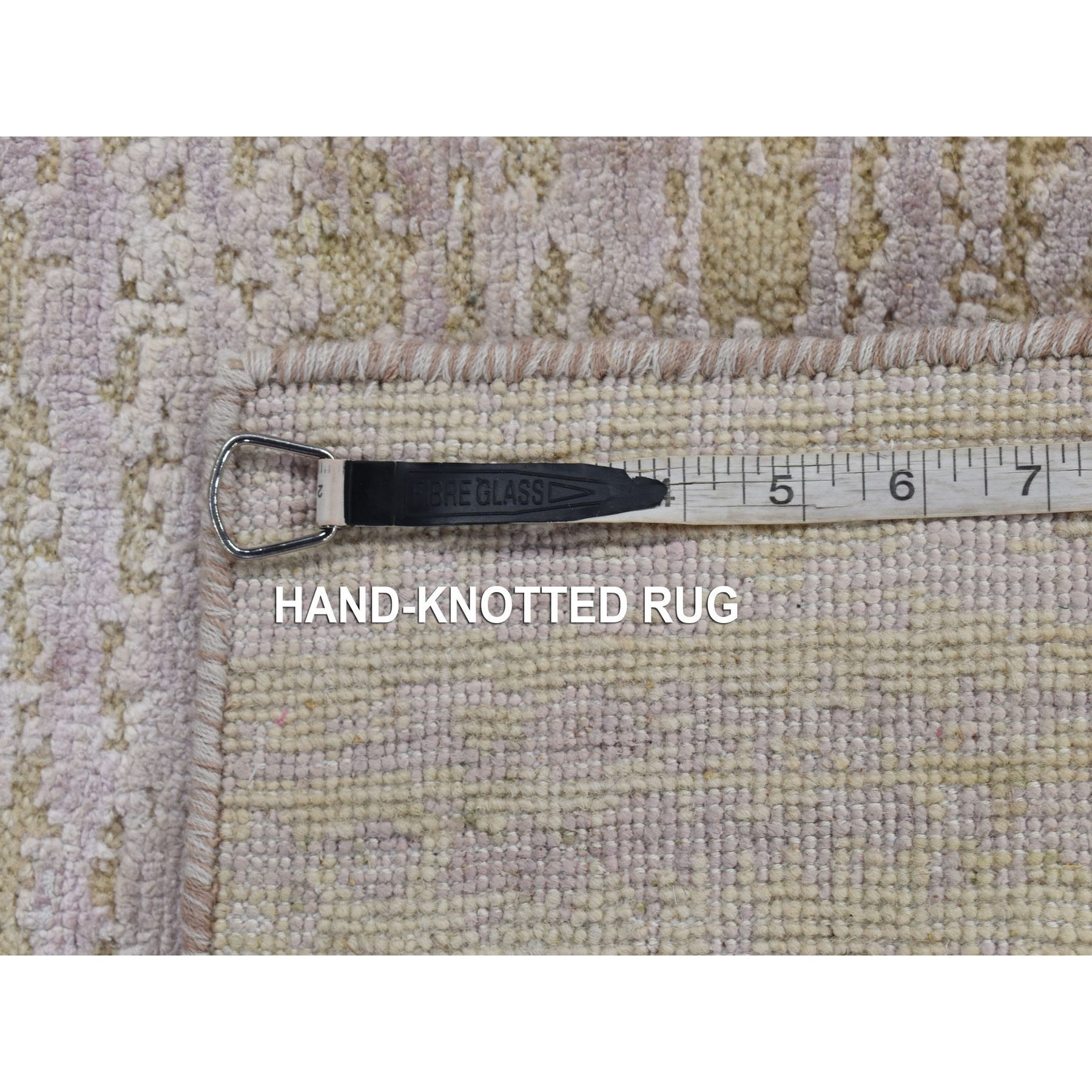 2'x3' Light Green, Modern Design, Pure Silk with Wool, Hand Knotted, Mat Oriental Rug Sh80315