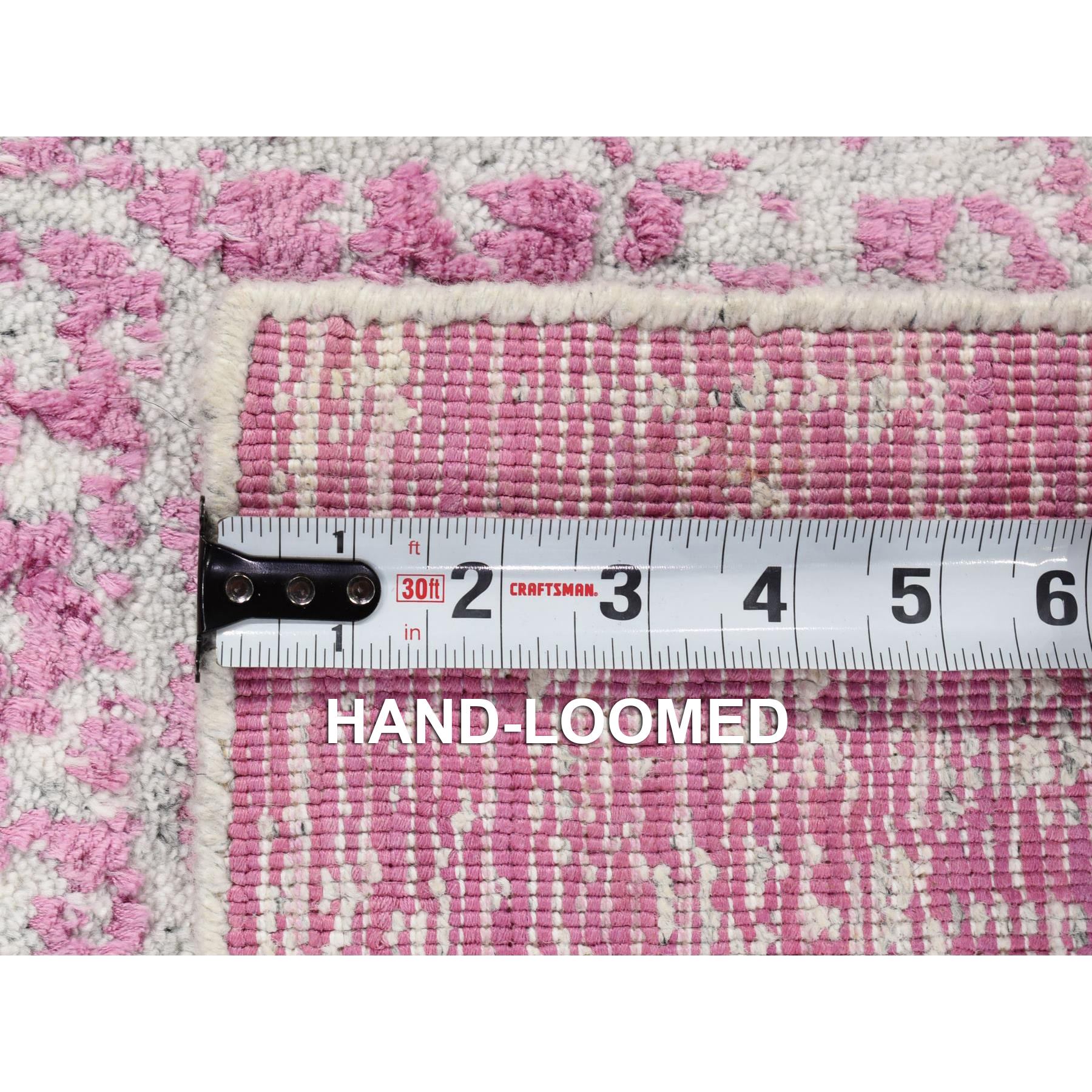 2'x3' Pink, Fine Jacquard Natural Dyes, Hand Loomed Wool and Plant Based Silk, Mat Oriental Rug Sh80332