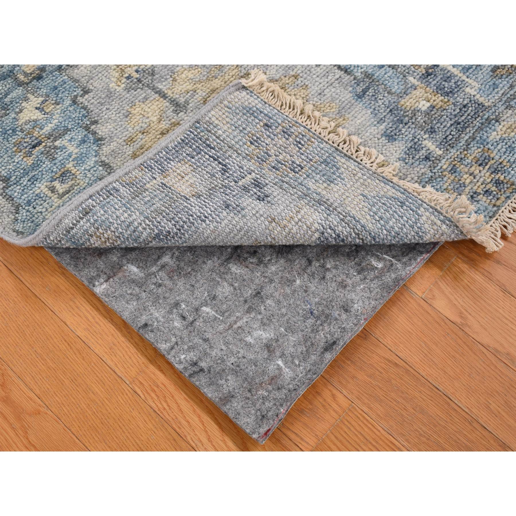 3'x3' Light Gray, Oushak Design Sample Fragment, Hand Knotted Soft Wool, Square Oriental Rug Sh80349
