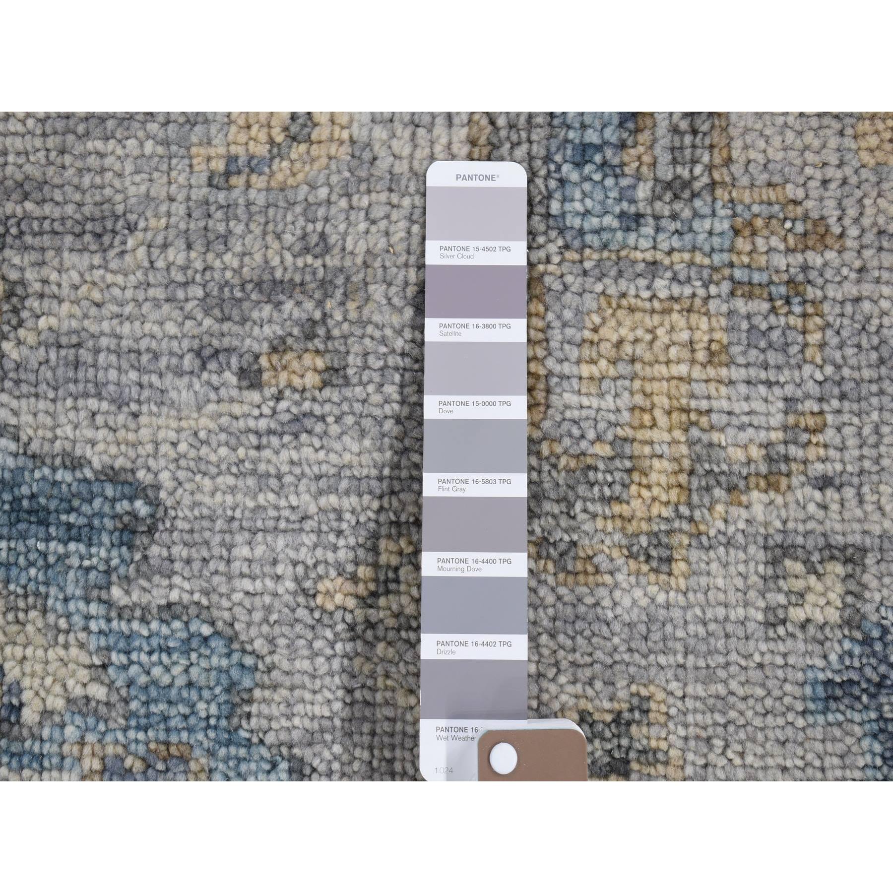 3'x3' Light Gray, Oushak Design Sample Fragment, Hand Knotted Soft Wool, Square Oriental Rug Sh80349