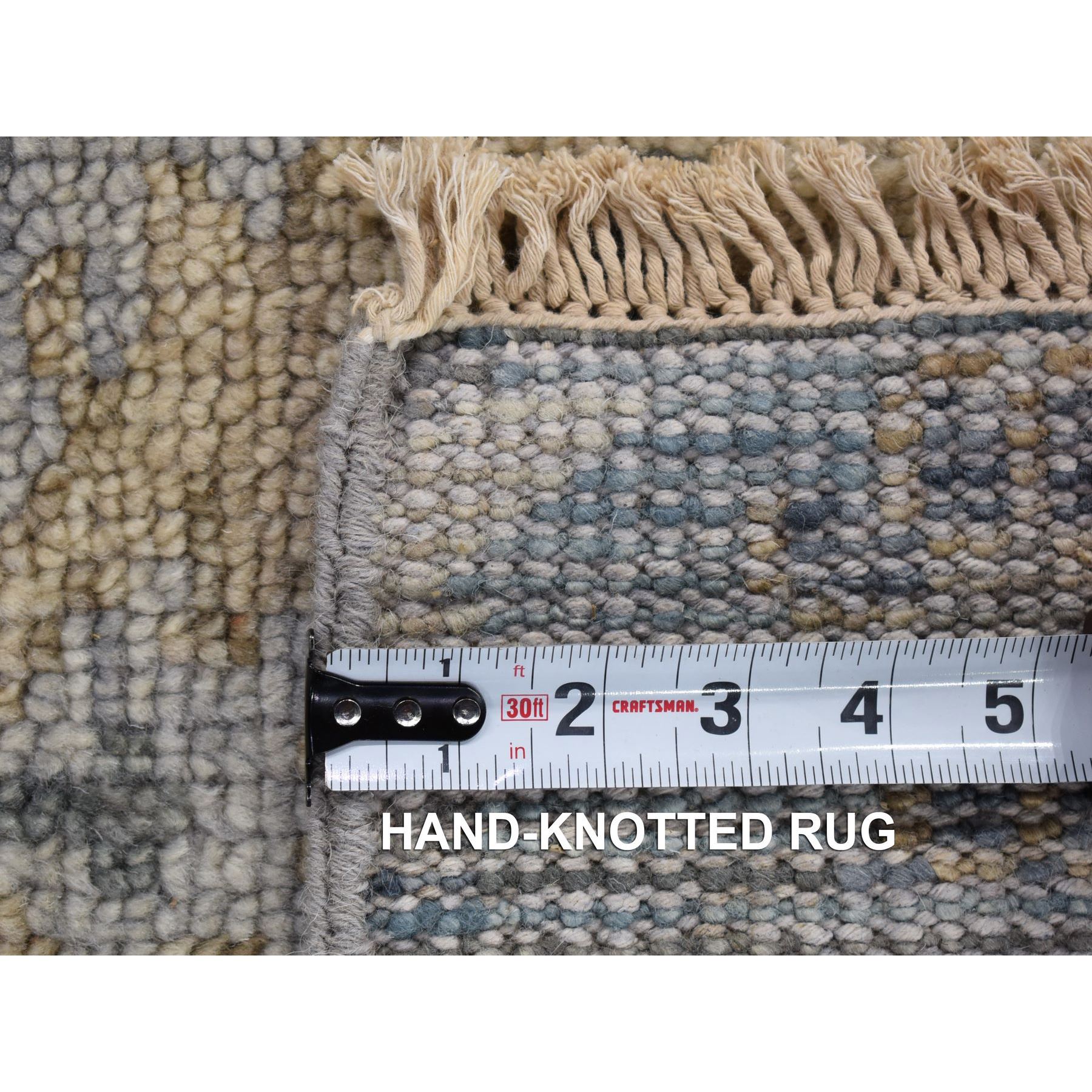 3'x3' Light Gray, Oushak Design Sample Fragment, Hand Knotted Soft Wool, Square Oriental Rug Sh80349