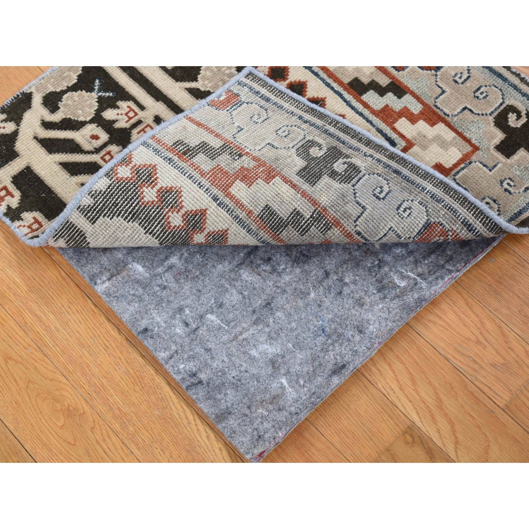 2'1"x2'1" Chocolate Brown, Samarkand Collection, Sample Fragment, 100% Wool, Zero Pile, Hand Knotted Square Oriental Rug Sh80357
