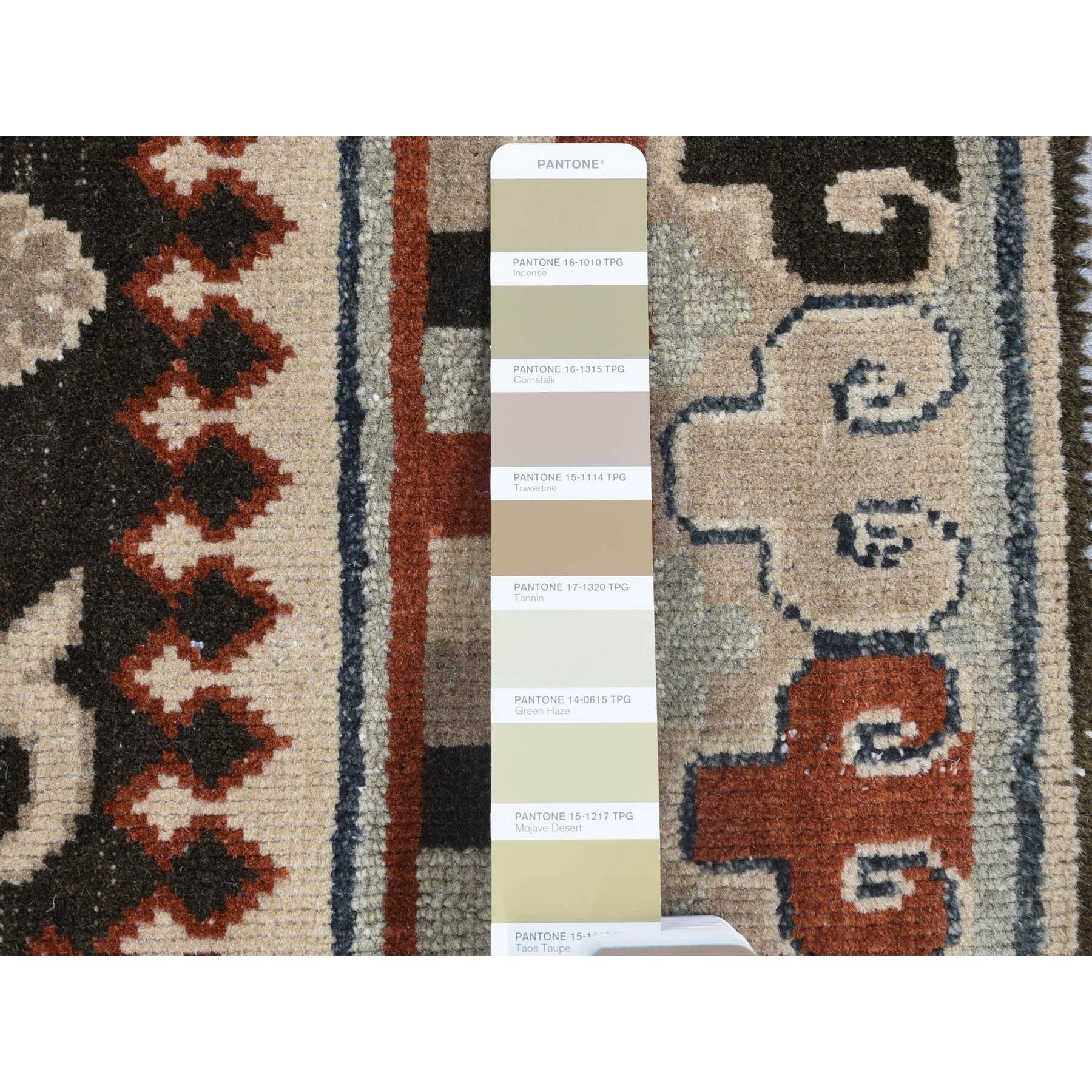 2'1"x2'1" Chocolate Brown, Samarkand Collection, Sample Fragment, 100% Wool, Zero Pile, Hand Knotted Square Oriental Rug Sh80357